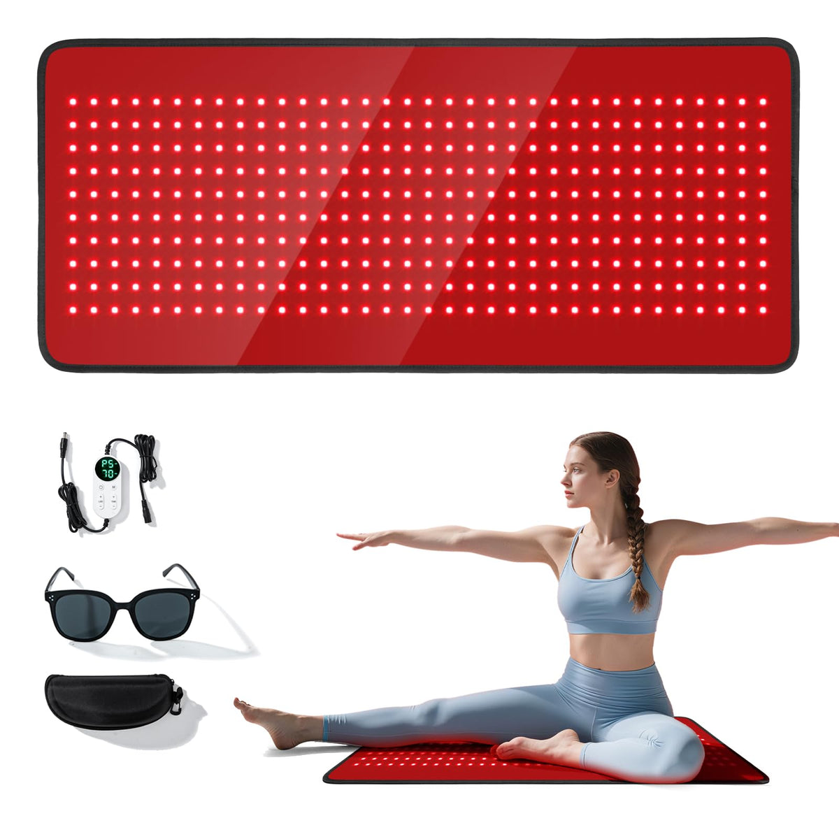 Tapis PZJDSR lumière rouge pour corps entier, couverture étendue du dos et torse.