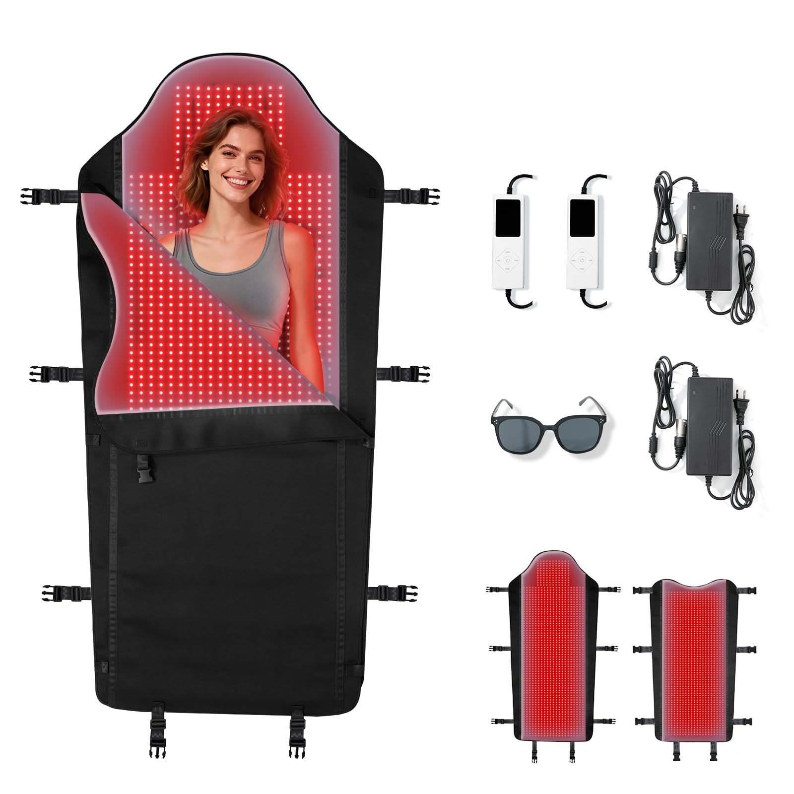 PZJDSR tapis thérapie lumière rouge, couverture complète du dos et confort.