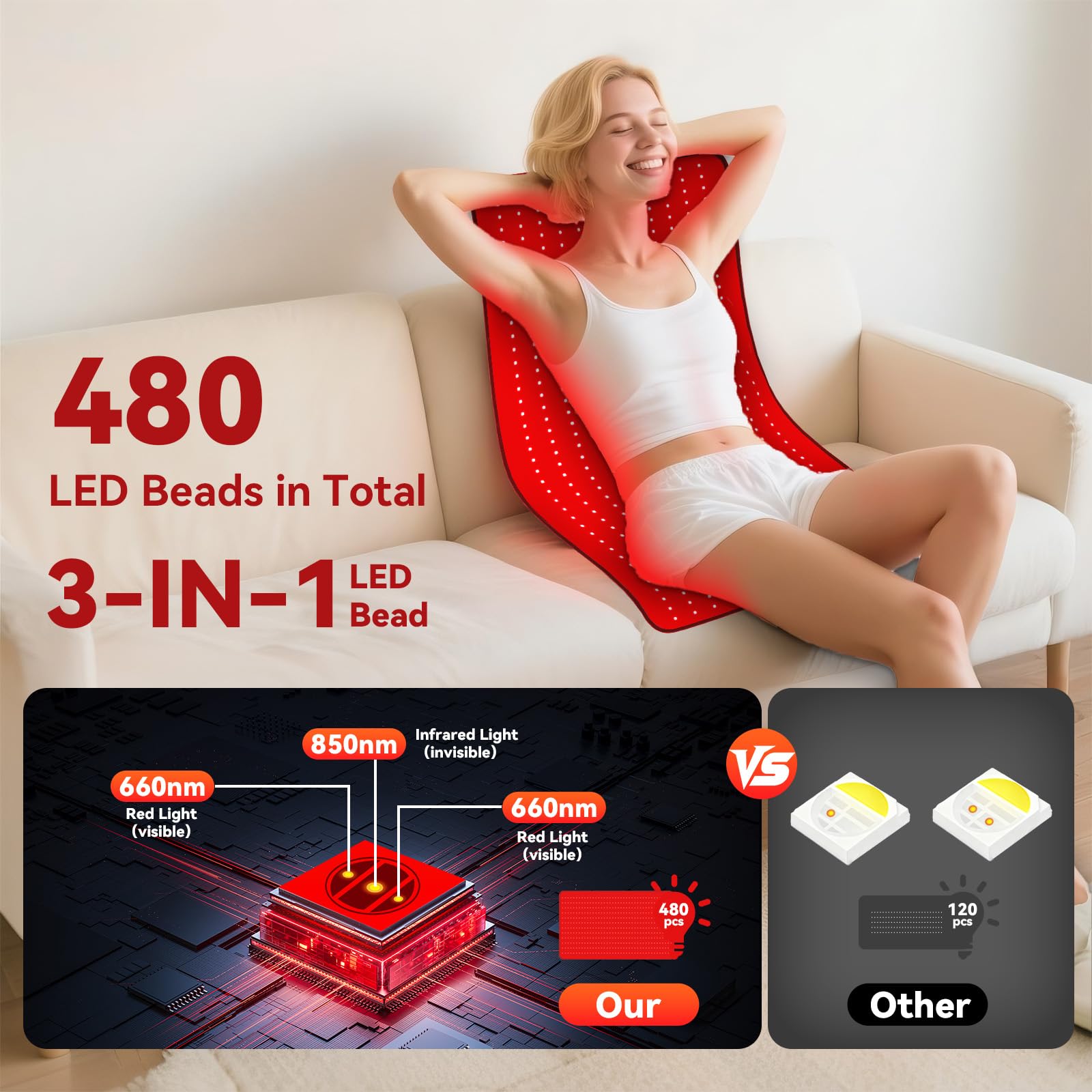 PZJDSR tapis rouge 660nm soulage les tensions superficielles.