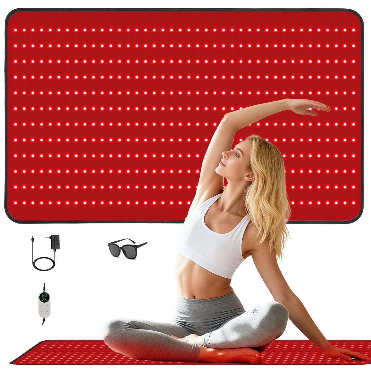 PZJDSR tapis de thérapie rouge couvrant tout le corps pour le confort quotidien.