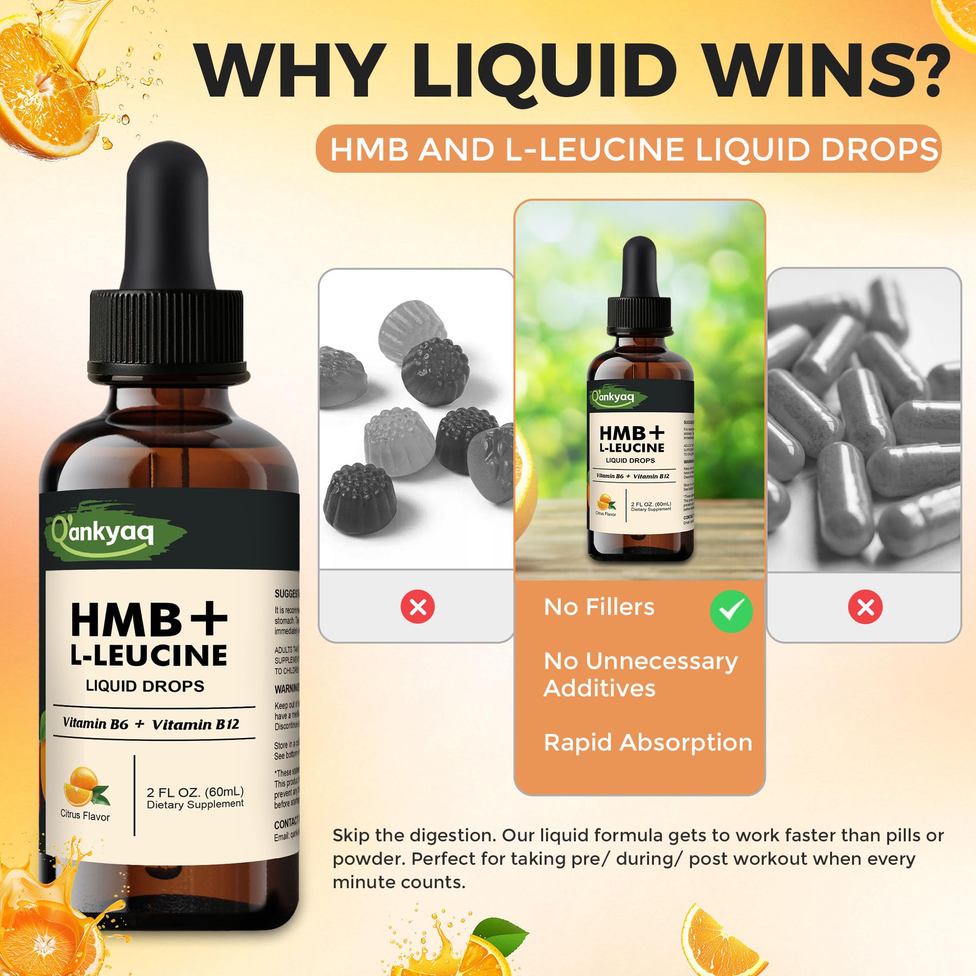 Q'ankyaq Leucine HMB – instructions de dosage claires.