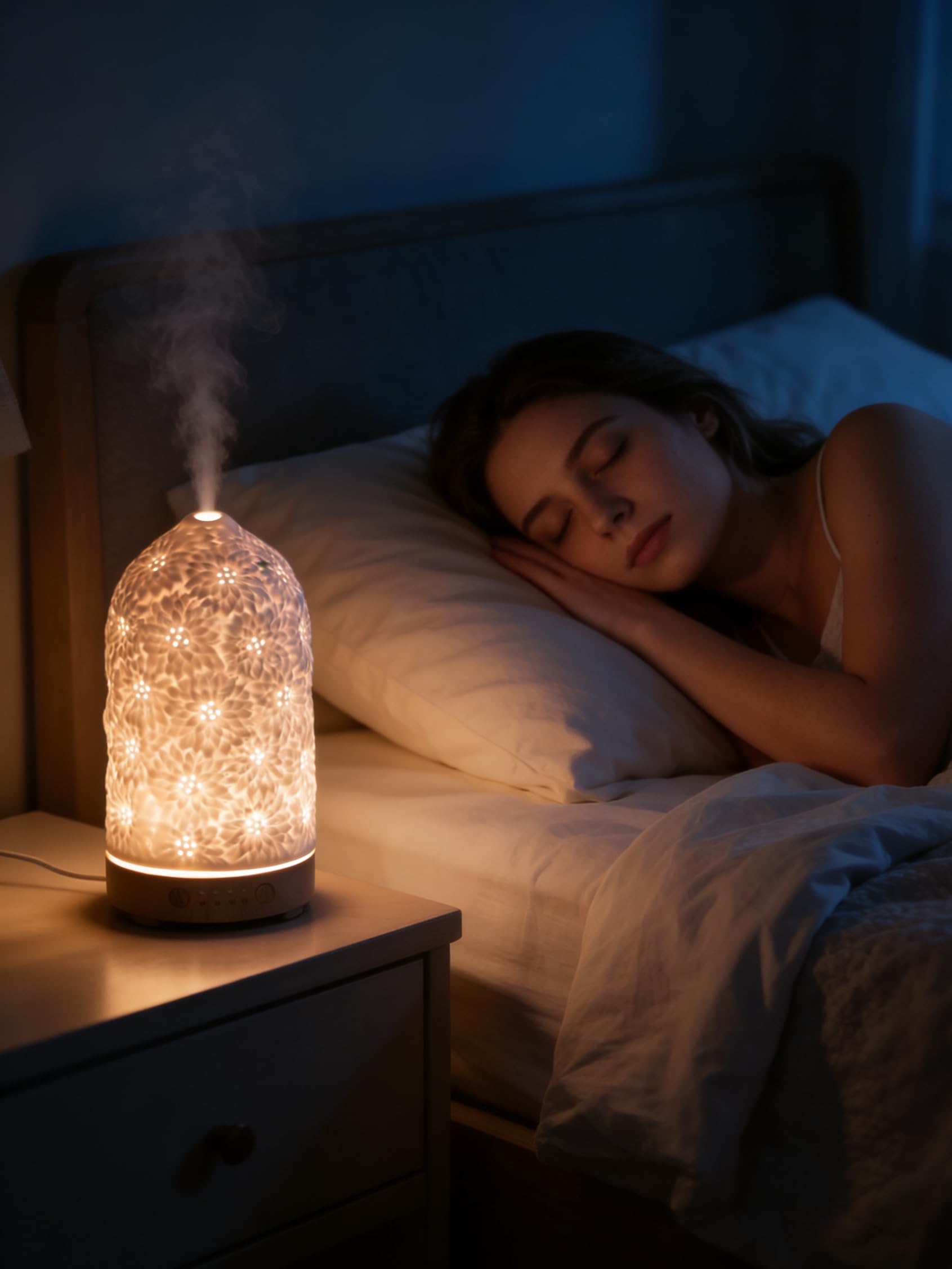 QCYBDGLOV diffuseur céramique ambiance lumineuse: lumière douce pour une atmosphère accueillante.