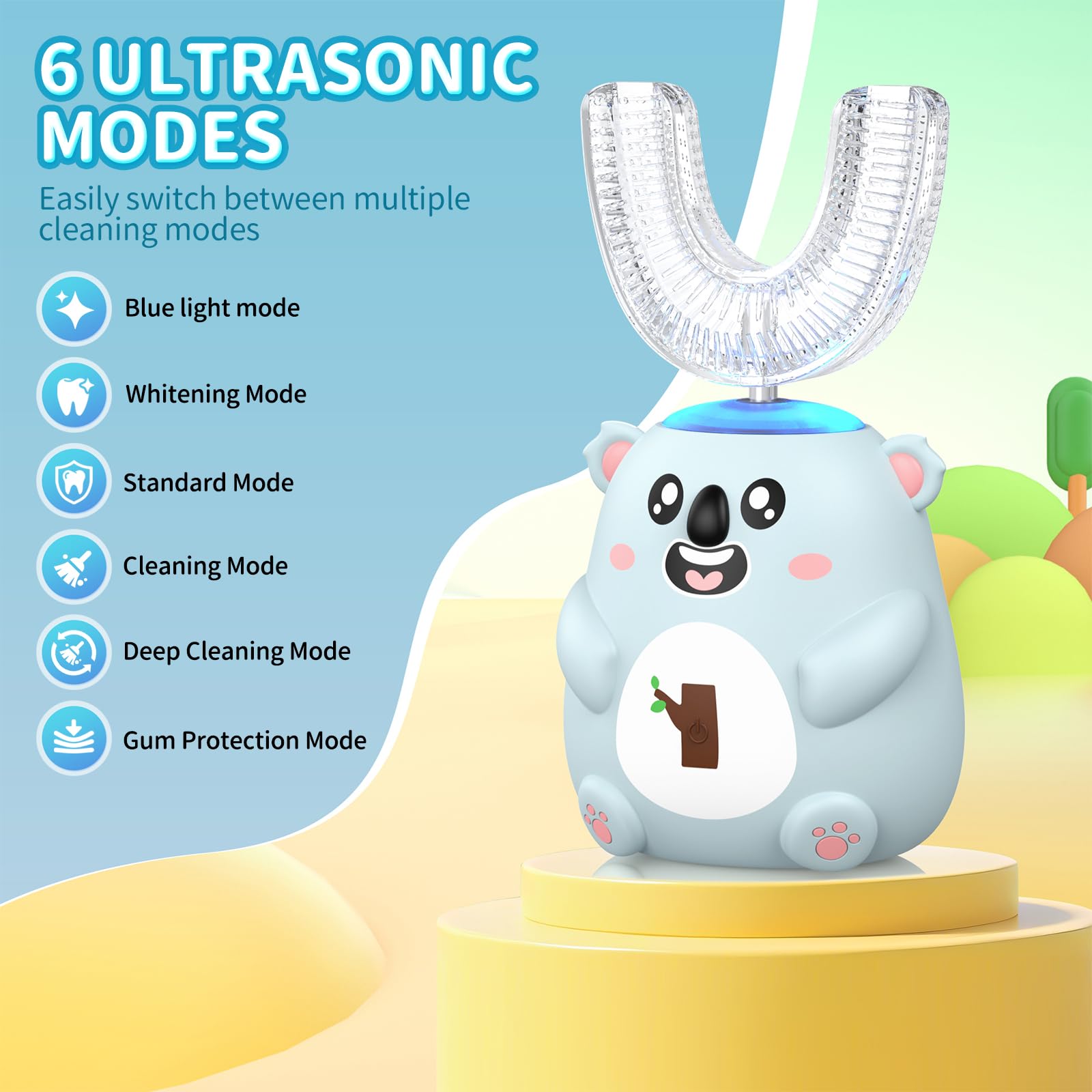 Six modes de nettoyage pour le brossage quotidien de l'enfant