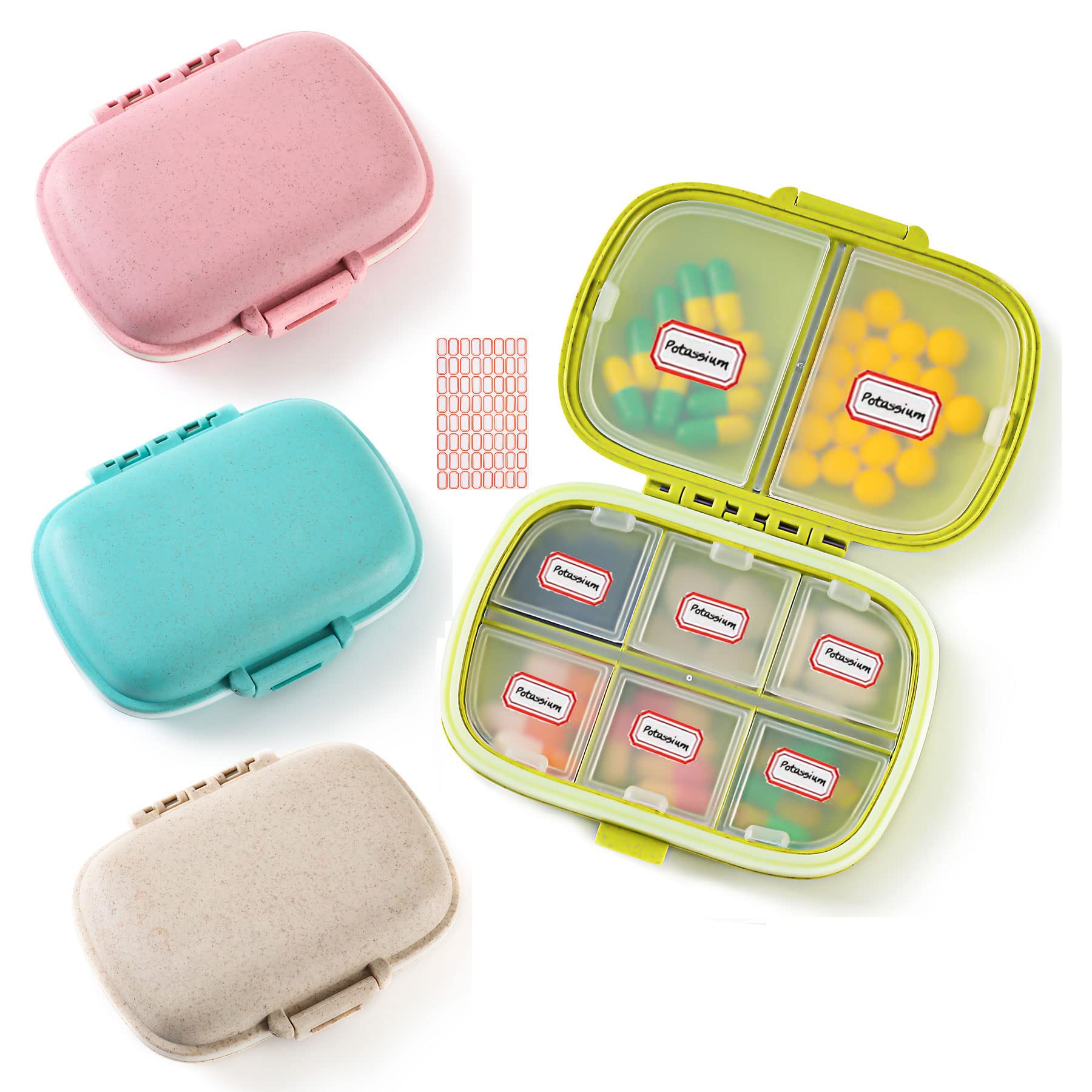 Boîte Qeedy pour voyage avec 8 compartiments, pratique en déplacement