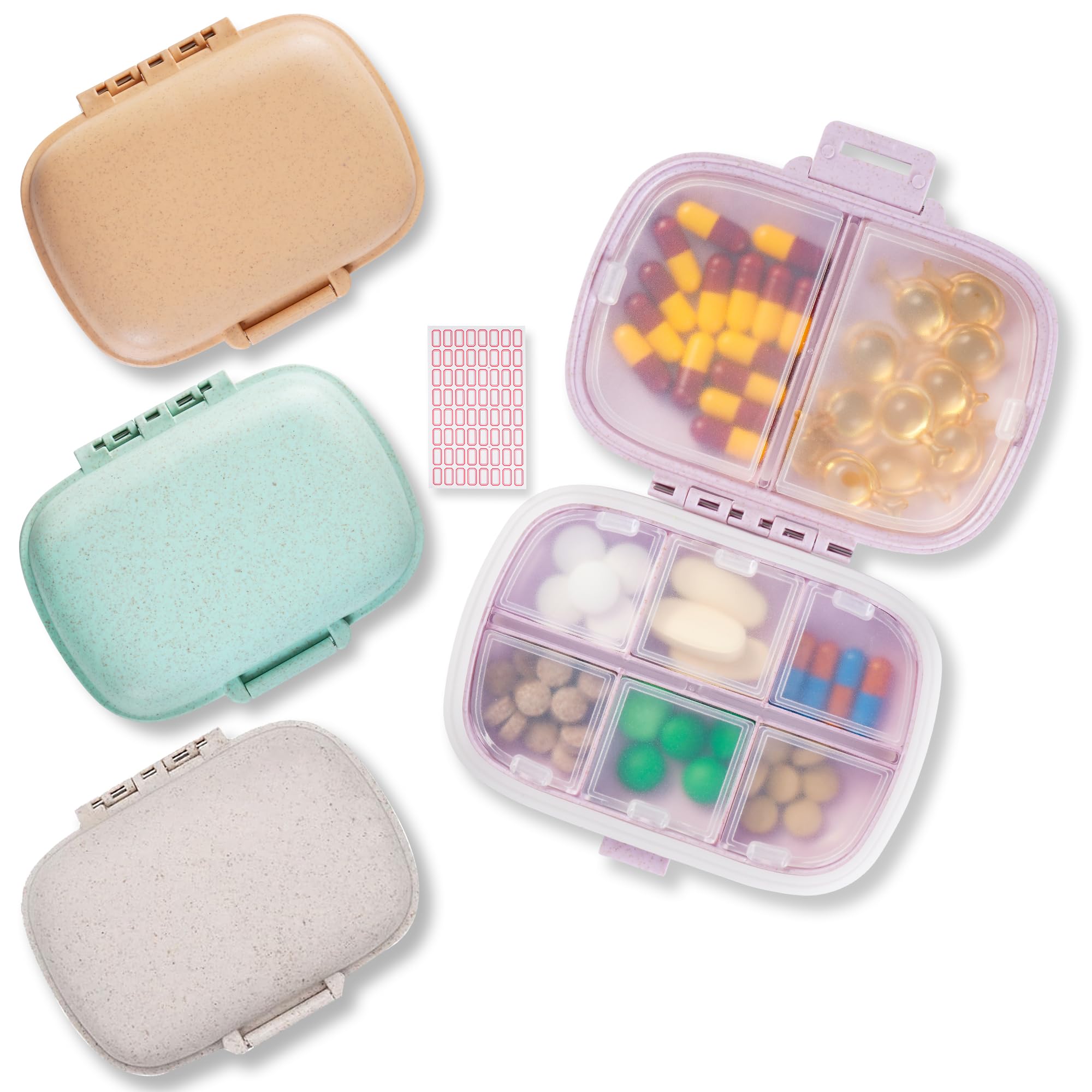 Qeedy lot de 4 boîtes pilules, voyage et 8 compartiments pratiques.