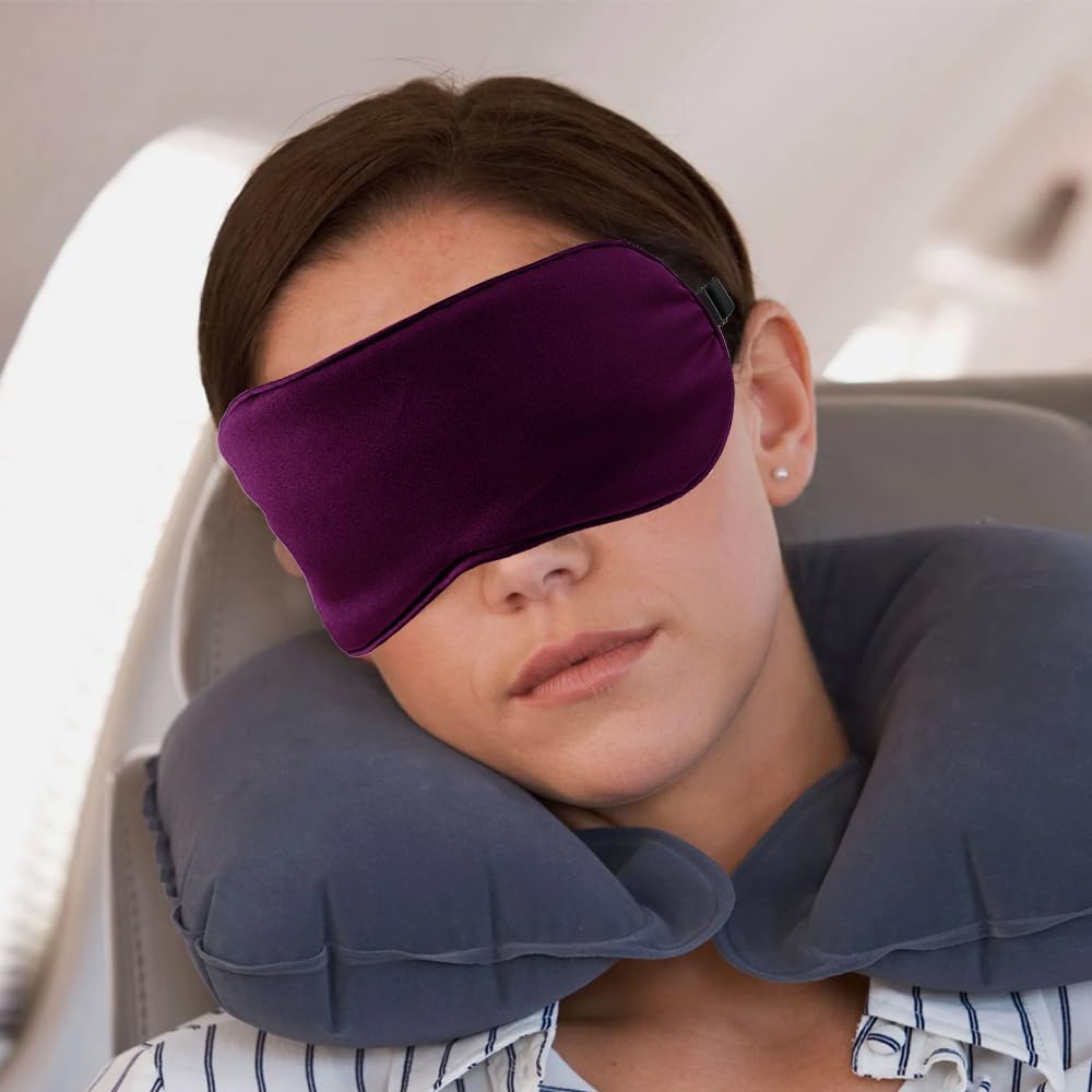 QIHOMPIB masque yeux réglable – bande élastique douce et ajustement jusqu’à 29 cm.