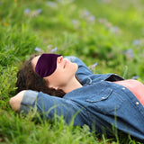 QIHOMPIB masque yeux soie violet – sans odeur et hypoallergénique.
