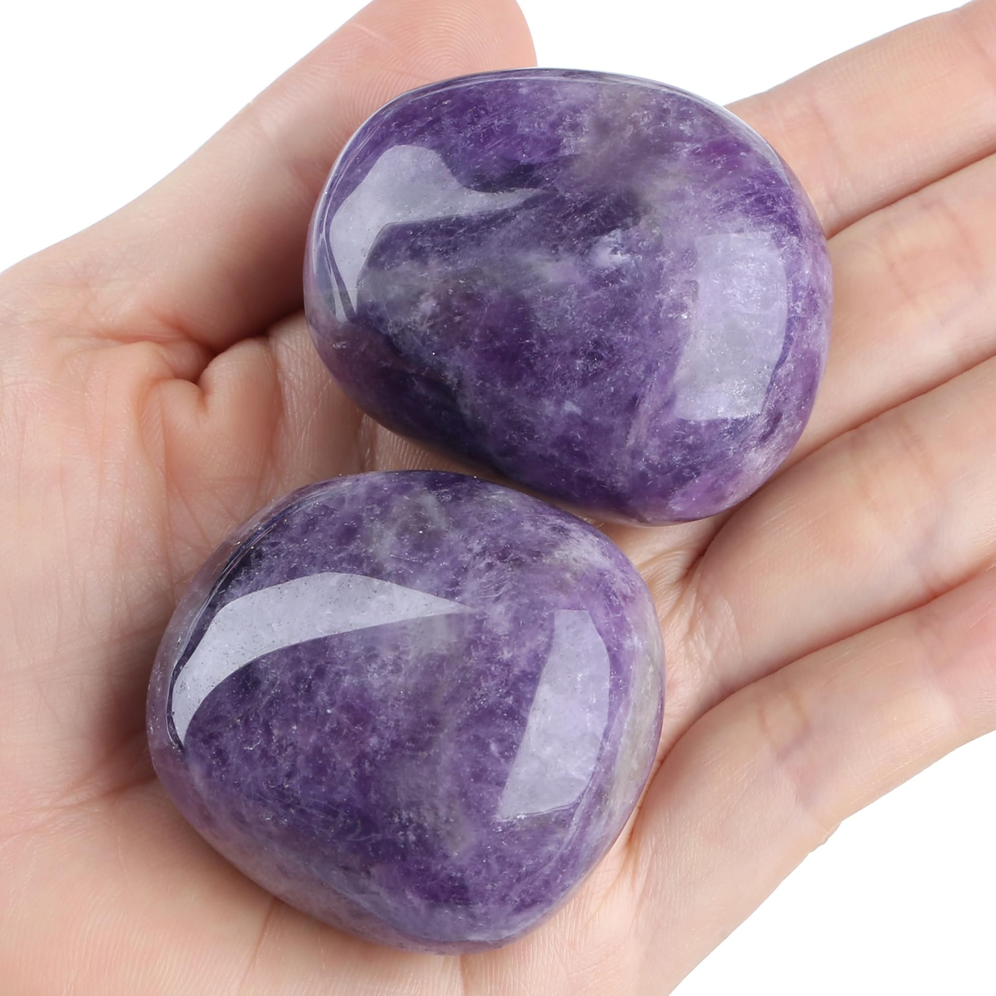 QINJIEJIE: deux pierres améthystes polies idéales pour méditation et centrage.