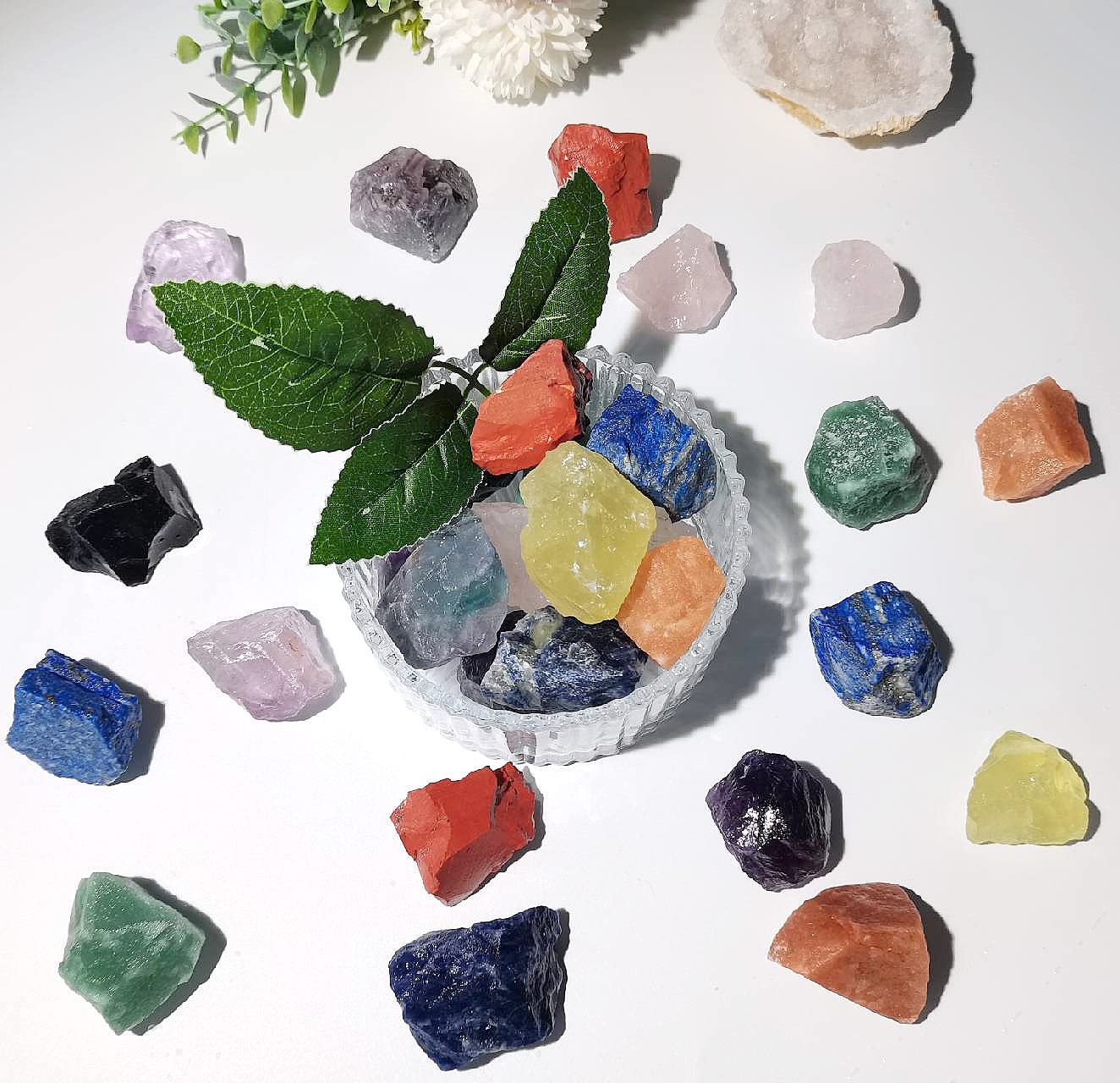 QINJIEJIE Aventurine Verte brute — décor intérieur apaisant pour étagères et cabinets