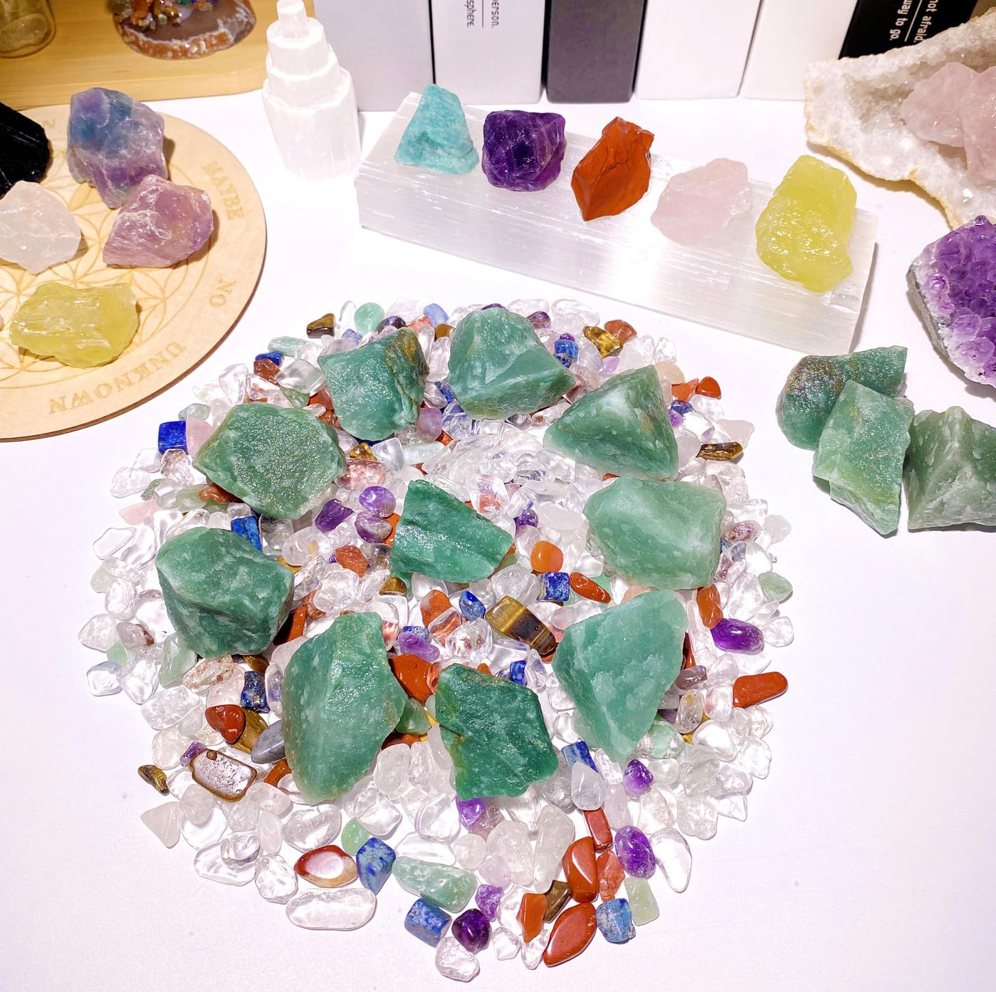 QINJIEJIE Aventurine Verte brute — idéale pour méditation et concentration pendant le yoga