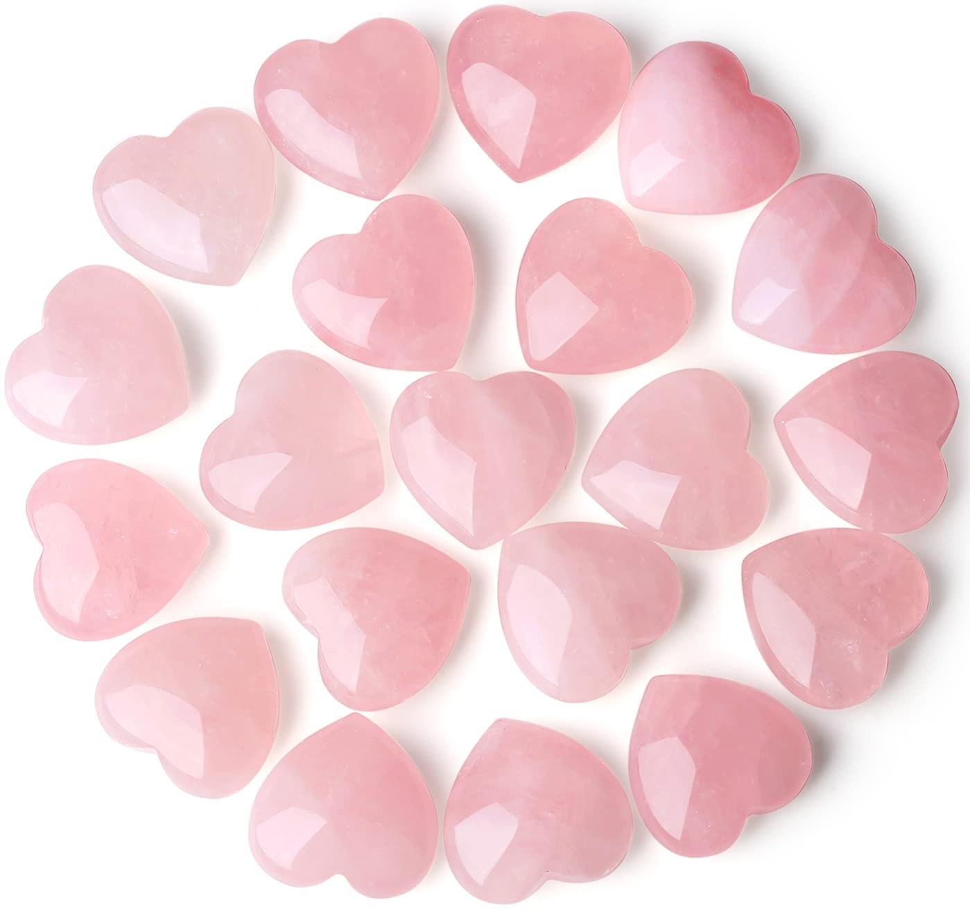 Cœur en quartz rose QINJIEJIE, miniature et prêt à glisser dans la poche pour méditation et énergie.
