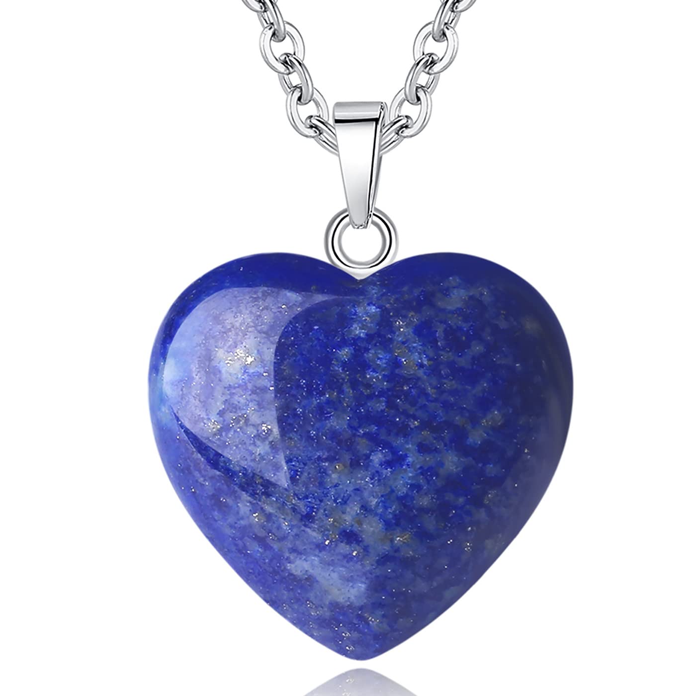 QINJIEJIE collier cœur en lapis-lazuli, idéal pour méditation et équilibre émotionnel.