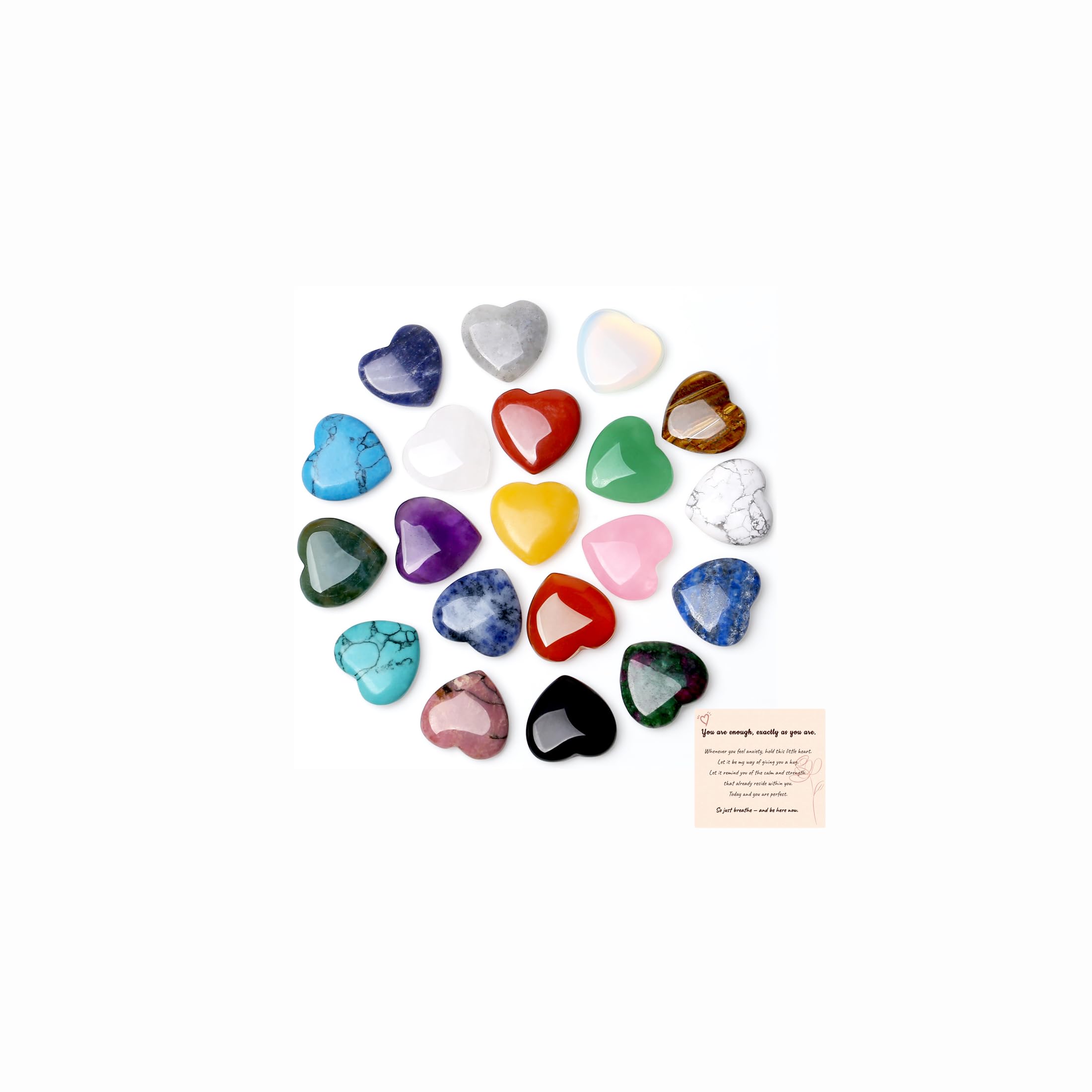 QINJIEJIE ensemble de pierres cœur en quartz rose, idéale pour méditation et concentration.