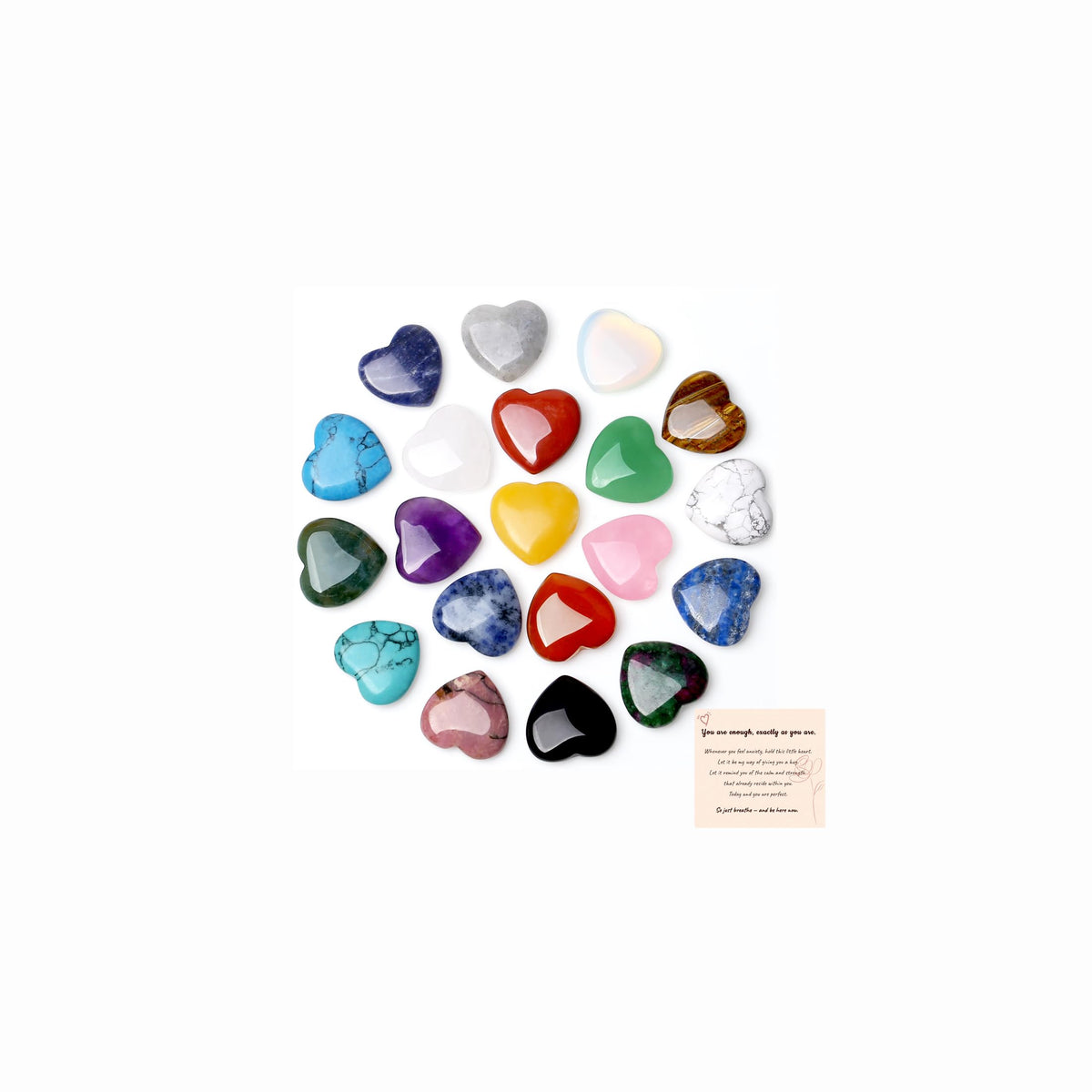 QINJIEJIE ensemble de pierres cœur en quartz rose, idéale pour méditation et concentration.