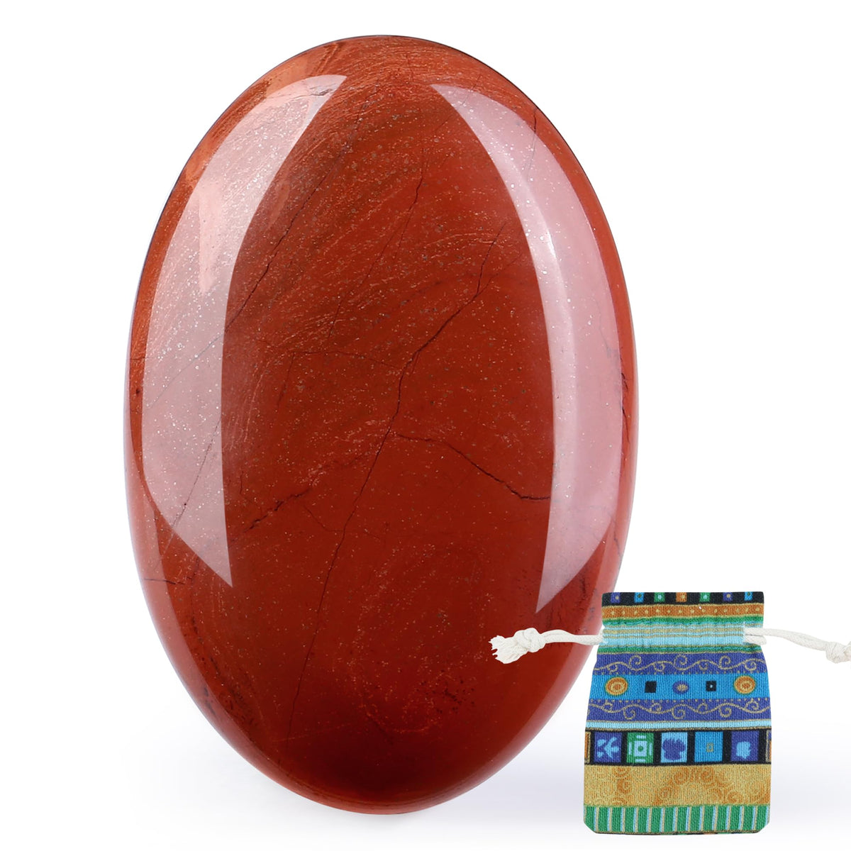 QINJIEJIE Jaspe Rouge — pierre palmée de 2,4 po pour concentration et calme.