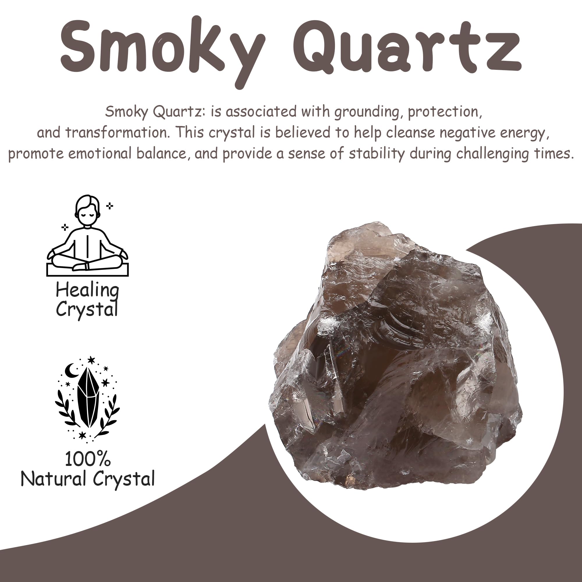 QINJIEJIE Smoky Quartz brut 45–55 mm, pierre naturelle pour bricolage bijoux.