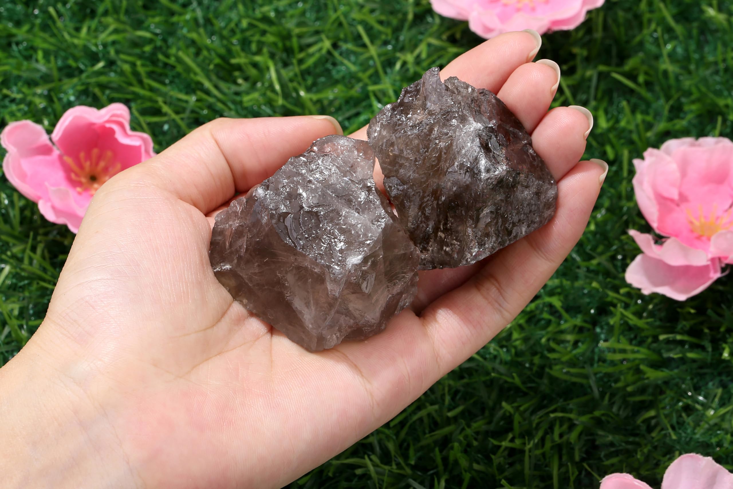 QINJIEJIE Smoky Quartz brut prêt pour les bijoux et la décoration.