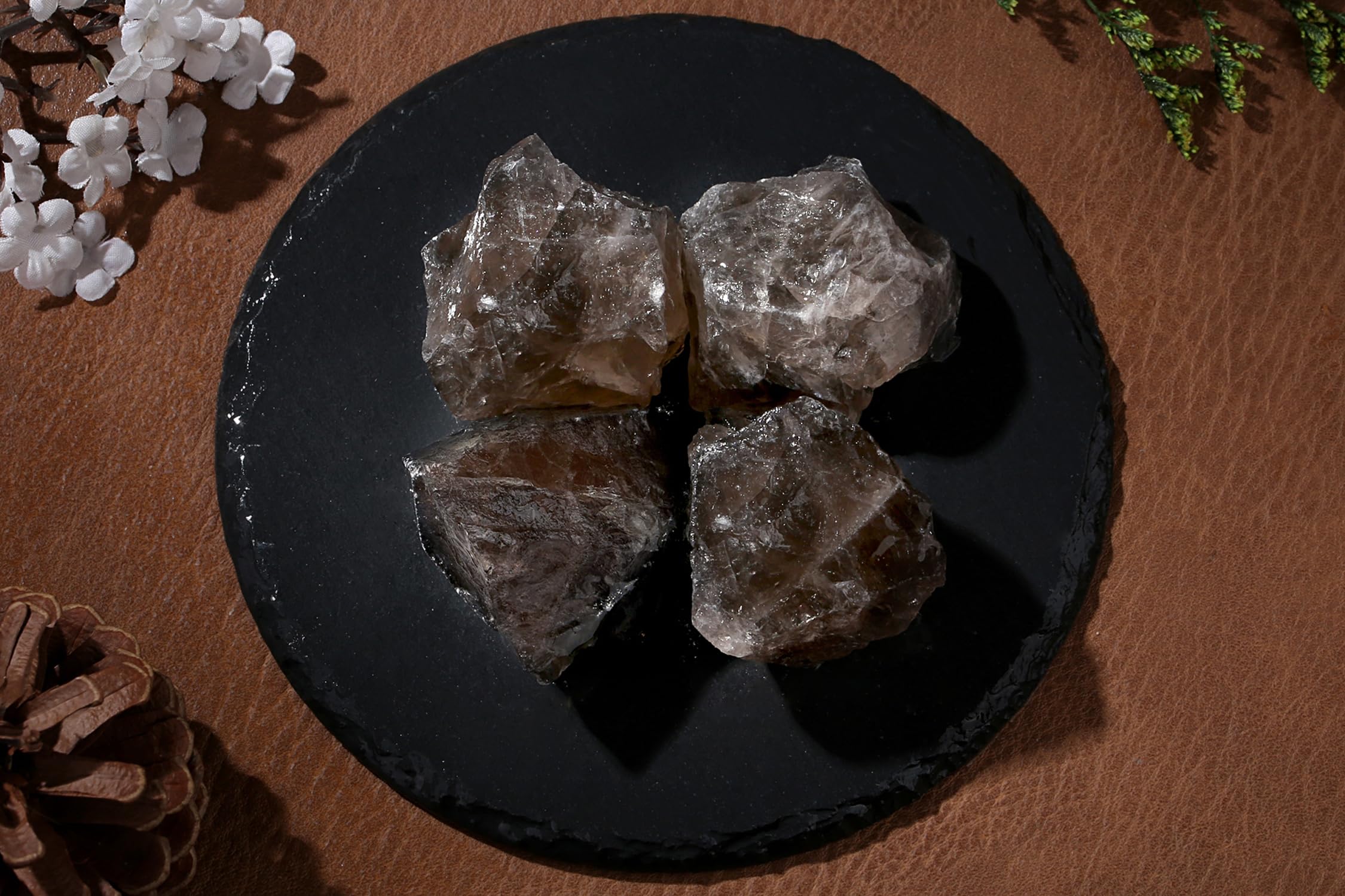 QINJIEJIE Smoky Quartz brut pour fontaine et jardin.