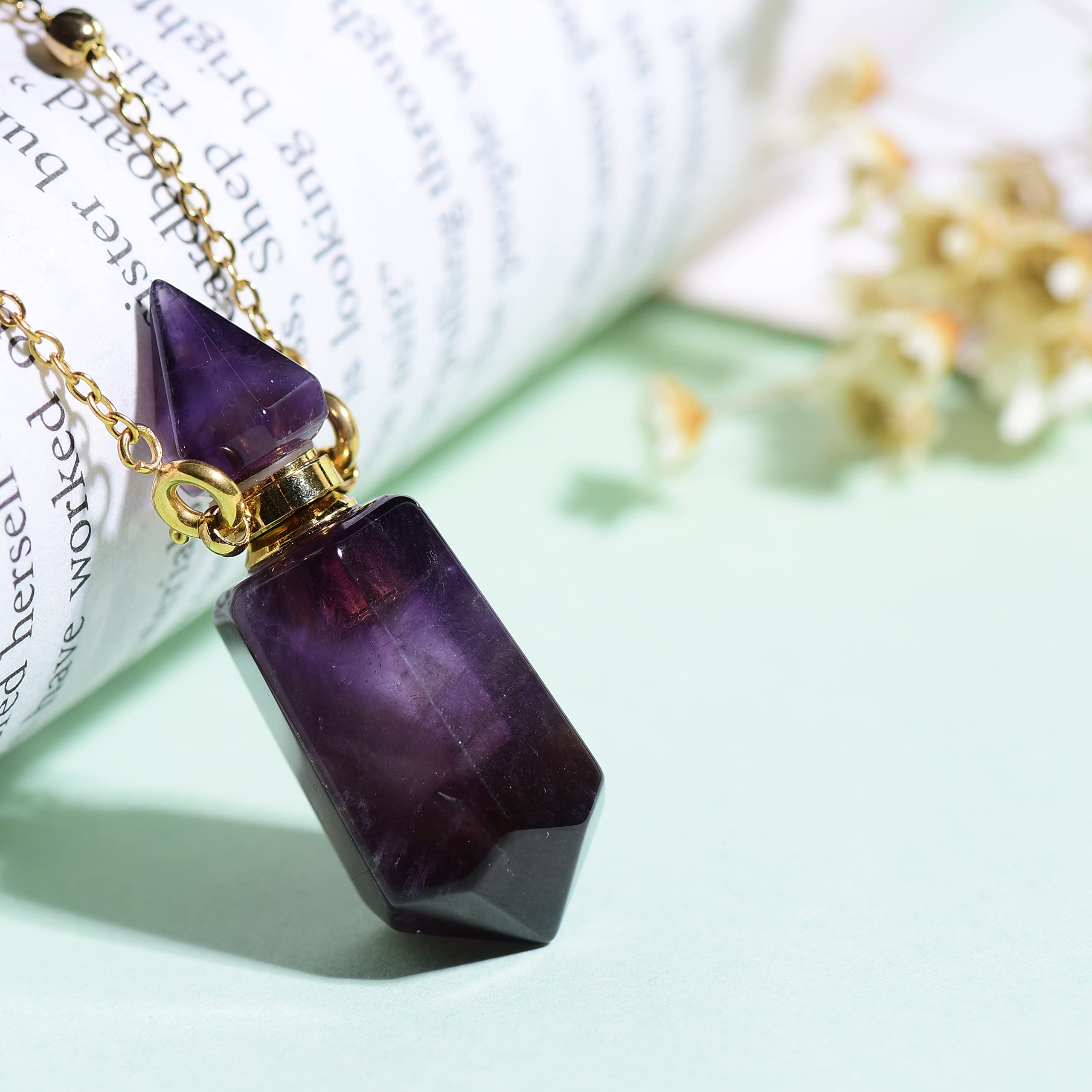 QIQIXIN Améthyste: chaîne plaquée or 18K assortie, allure raffinée.