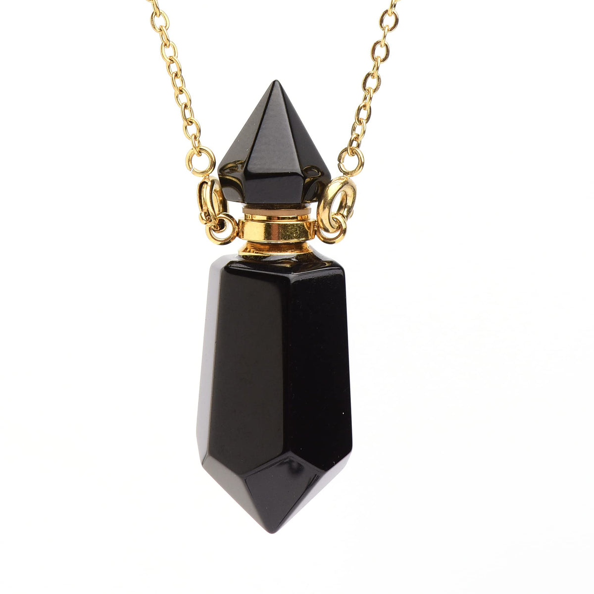 QIQIXIN collier-bouteille obsidienne, pendentif élégant pour diffusion discrète de parfum