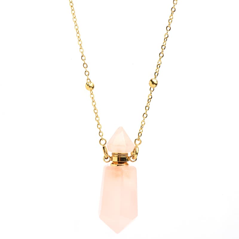 QIQIXIN quartz rose: collier-bouteille parfum portable pour parfum discret