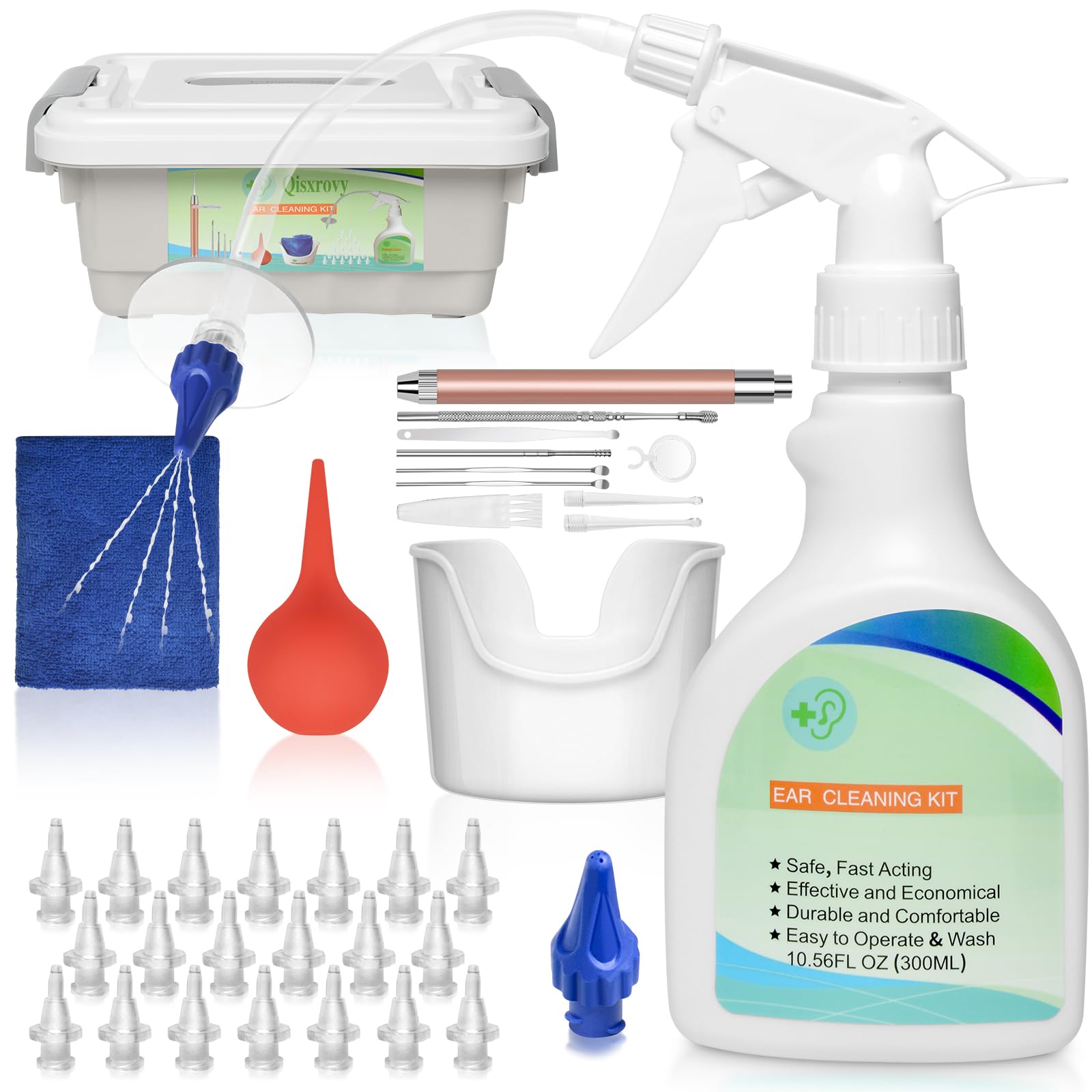 Le kit QISXROVY avec otoscope LED offre une visualisation claire pour inspection auditive.