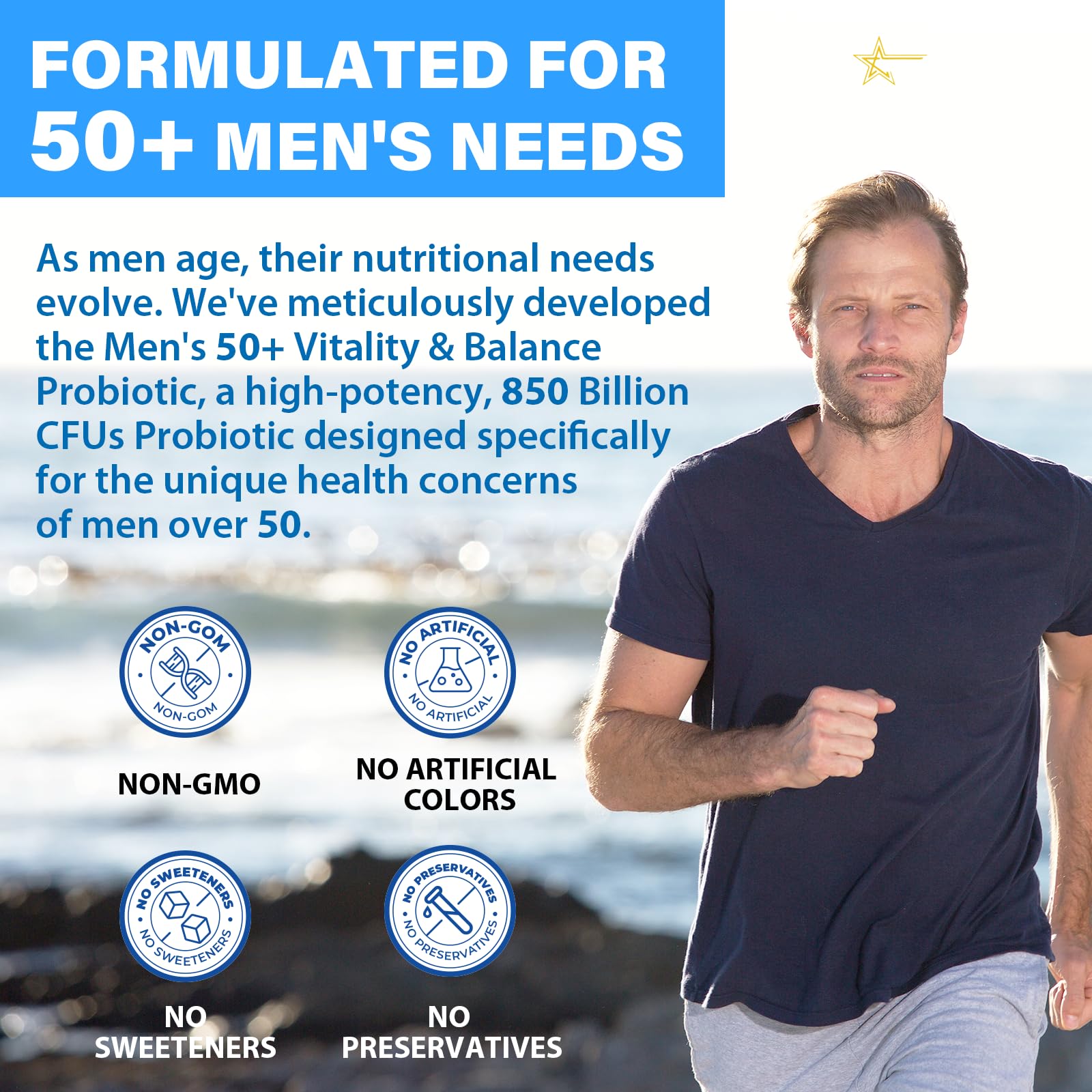 QIVERNAMY Probiotiques Hommes 50+ — usage quotidien simple, sans réfrigération.