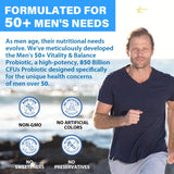 QIVERNAMY Probiotiques Hommes 50+ — usage quotidien simple, sans réfrigération.
