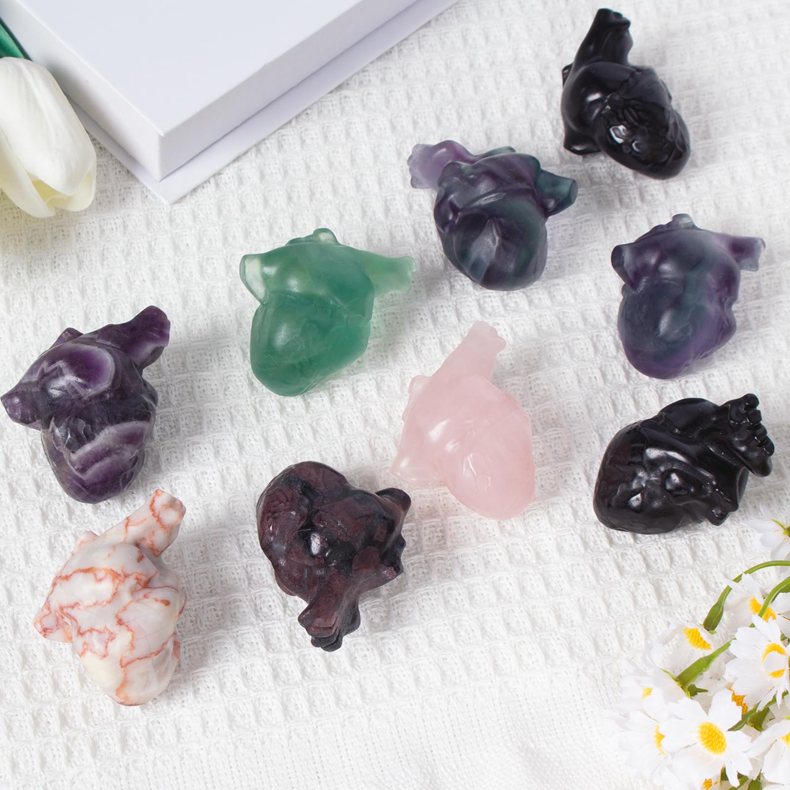 QLRSUXN Coeur fluorite et chakra du cœur, calme intérieur