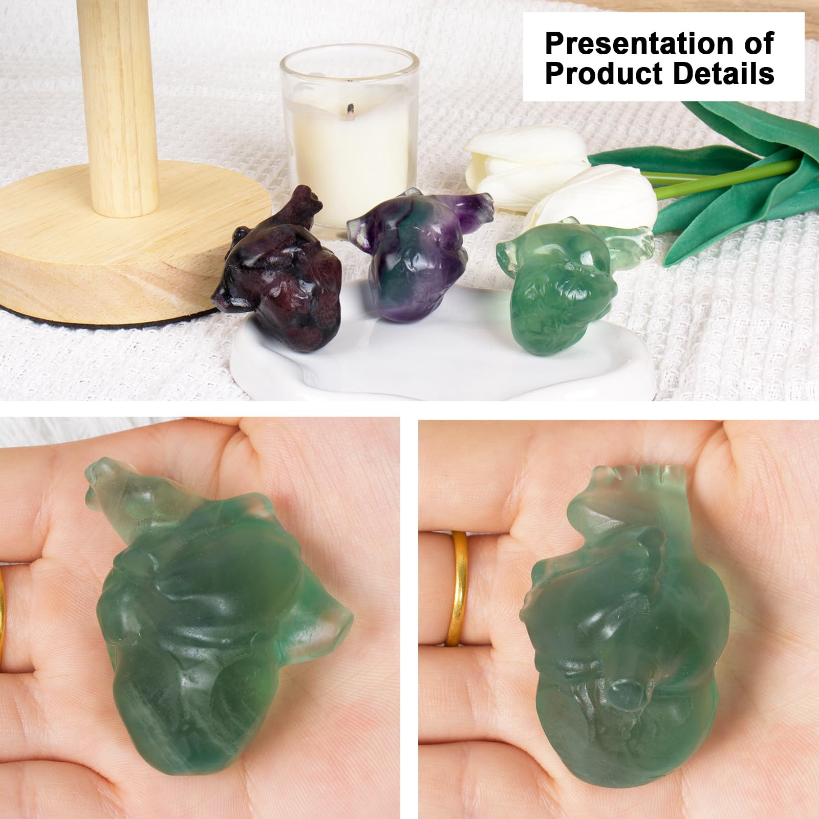 Déco QLRSUXN Coeur fluorite pour salon ou bureau