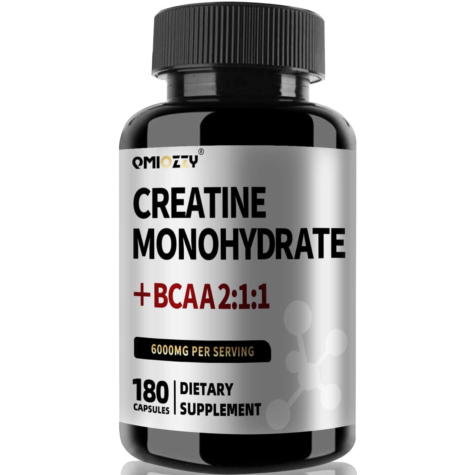 QMIOZZY: capsules créatine 6000mg en bouteille, énergie pendant l'entraînement