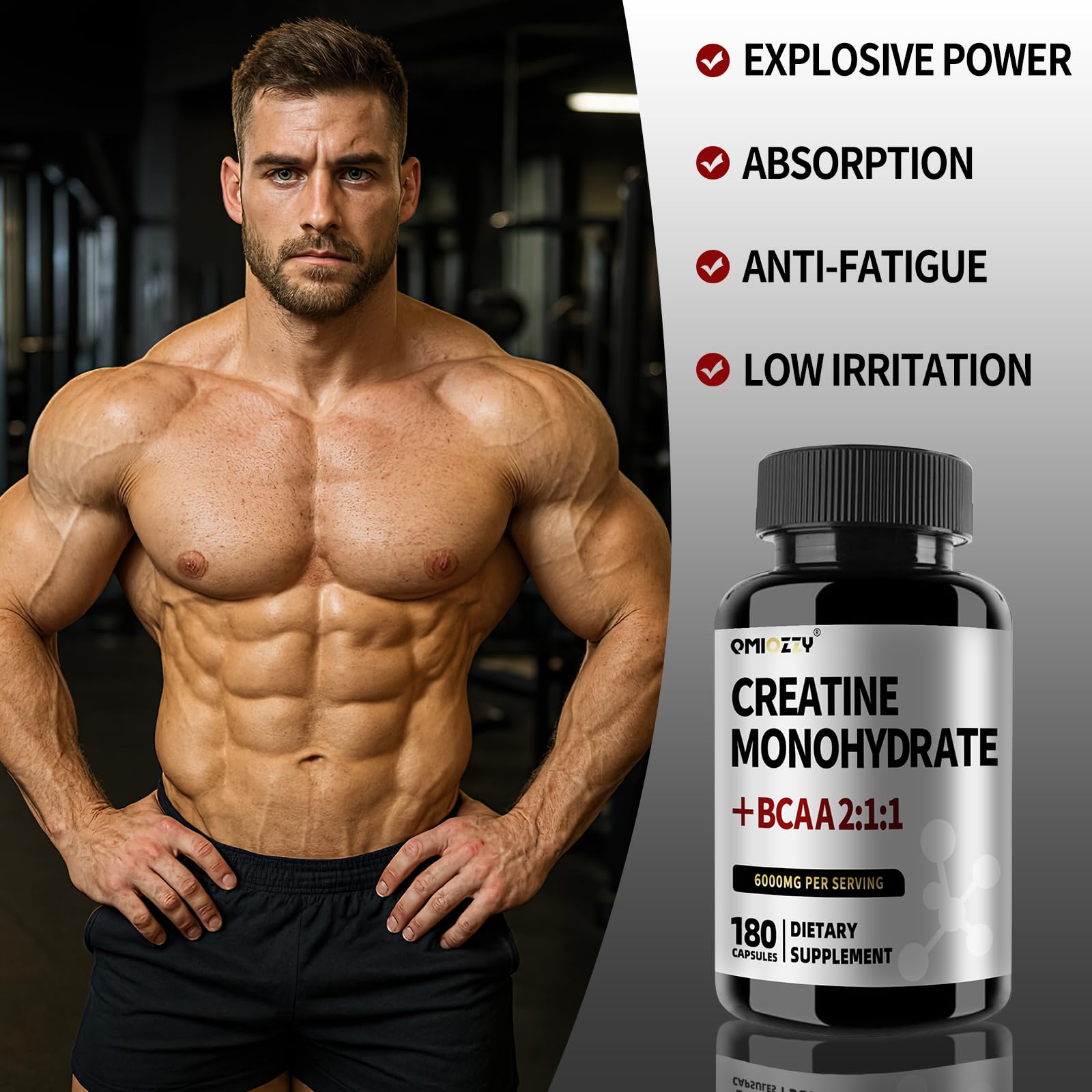 QMIOZZY: capsules BCAA 1000mg 2:1:1, récupération et endurance