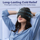 Qnoon Migraine Relief Cap montre le gel froid pour une sensation de fraîcheur.
