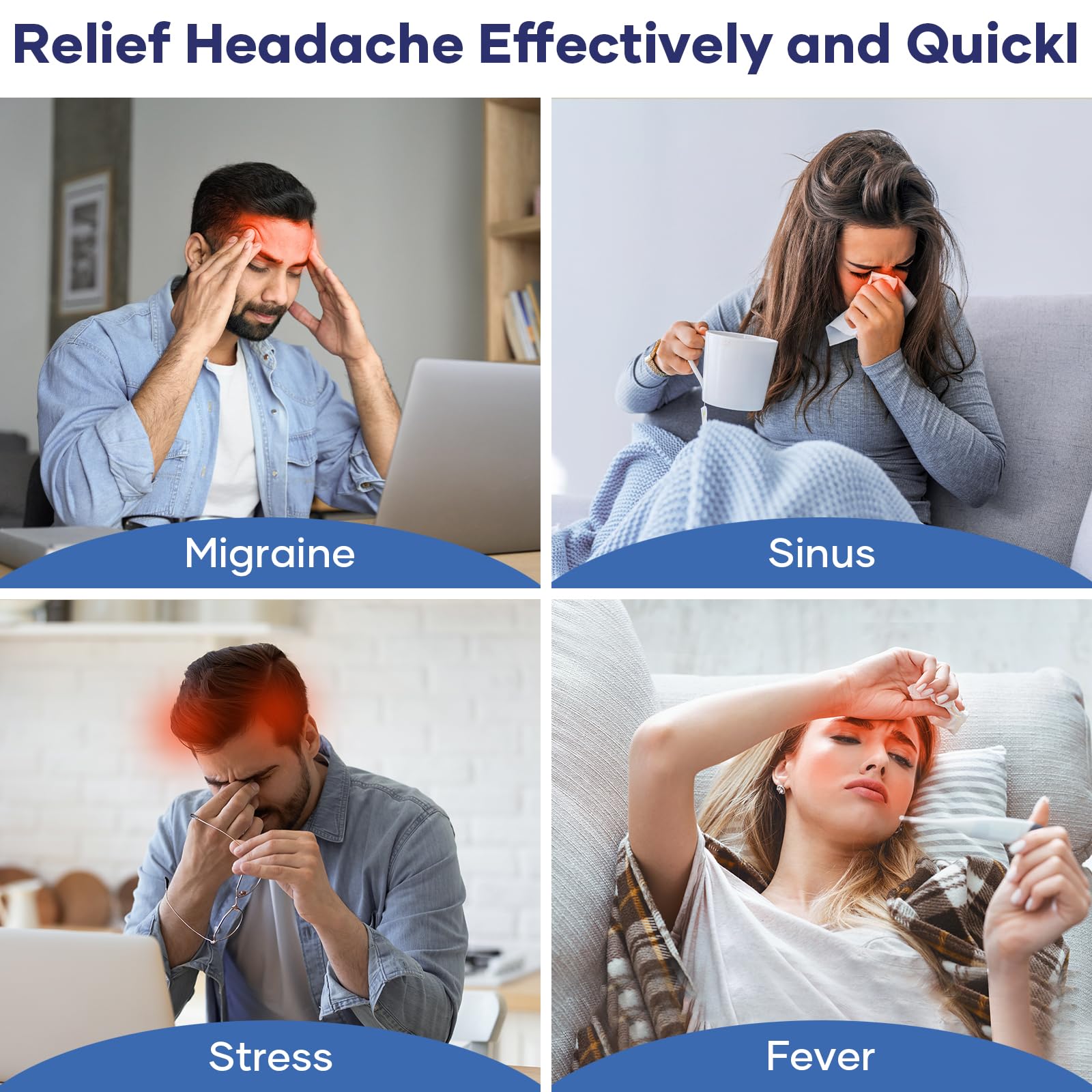 Qnoon Migraine Relief Cap offre chaud et froid pour un confort adaptable.