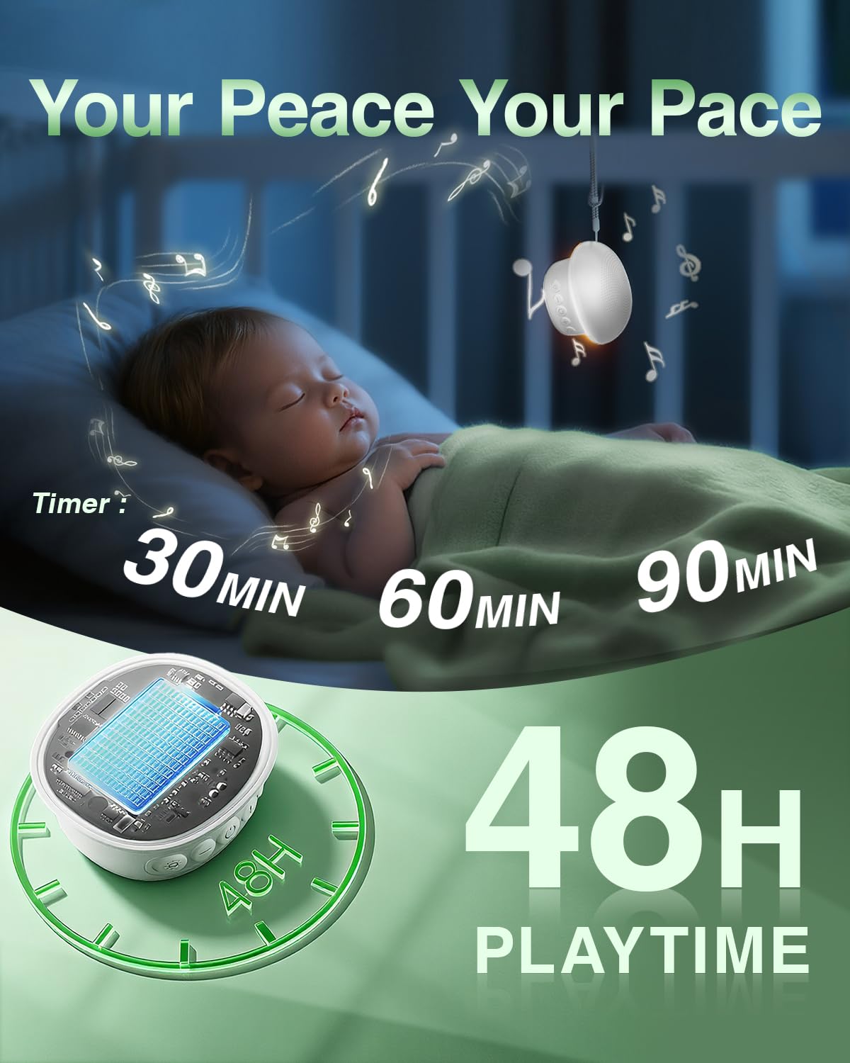 Qobayleo autonomie 48 heures, idéale en voyage et au lit.