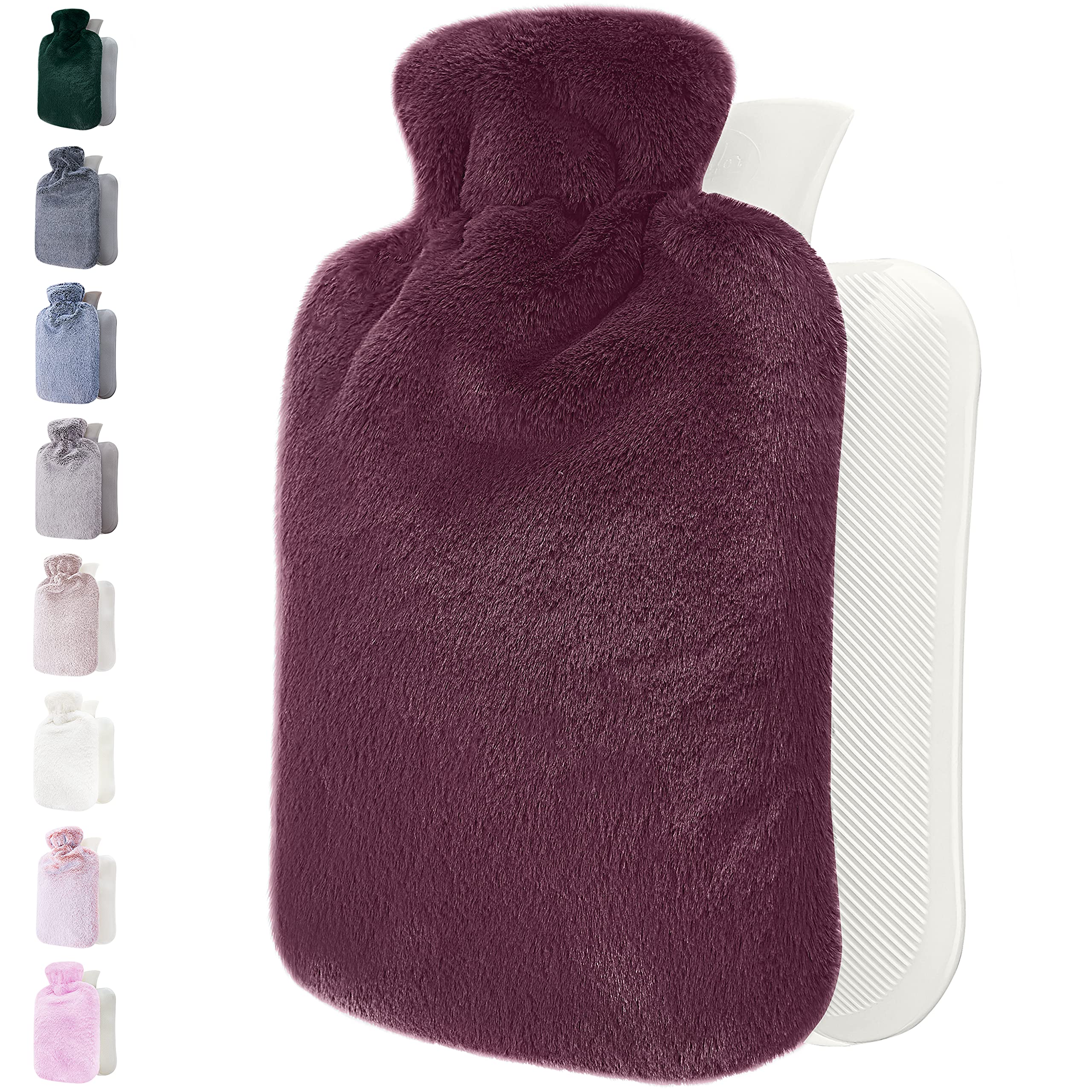 Qomfor bouillotte 1,8 L avec housse prune – chaleur douce pour le confort nocturne