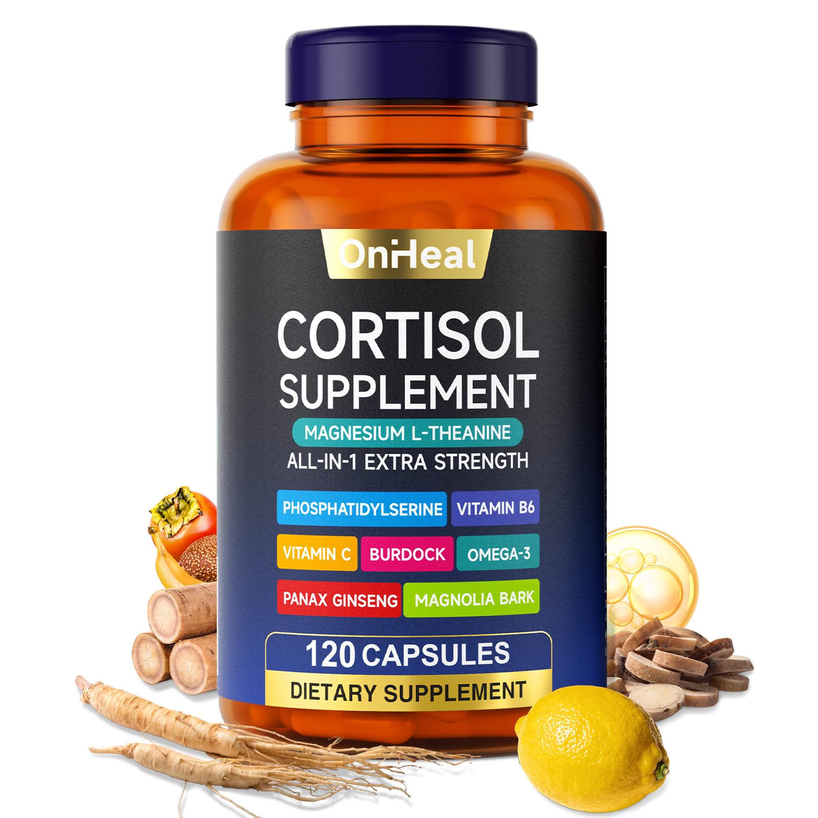 Qsbon cortisol reducer – bouteille, soutien naturel au stress et gestion de la journée.