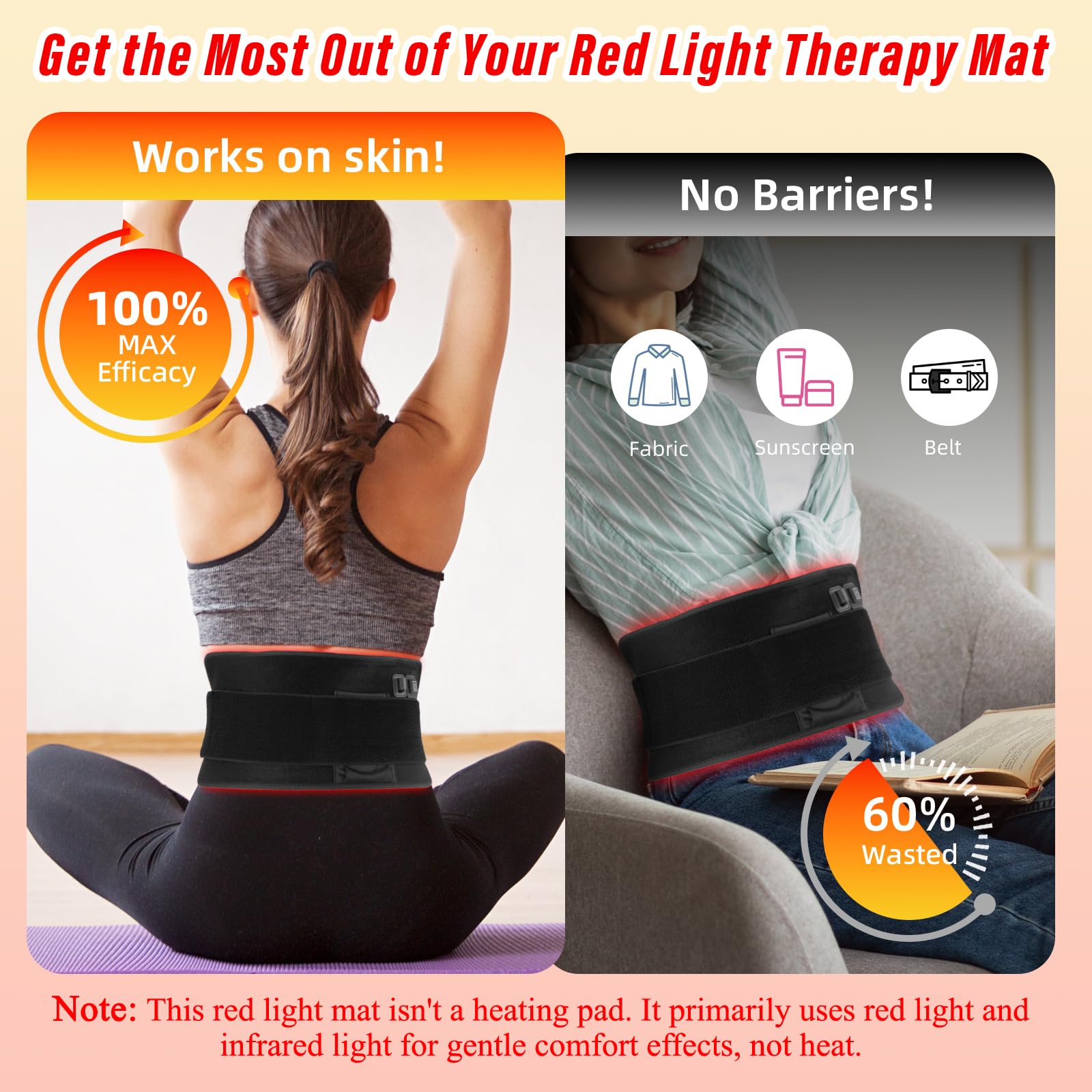 Qtyspdct thérapie lumière sur les cuisses, couverture large pour les muscles