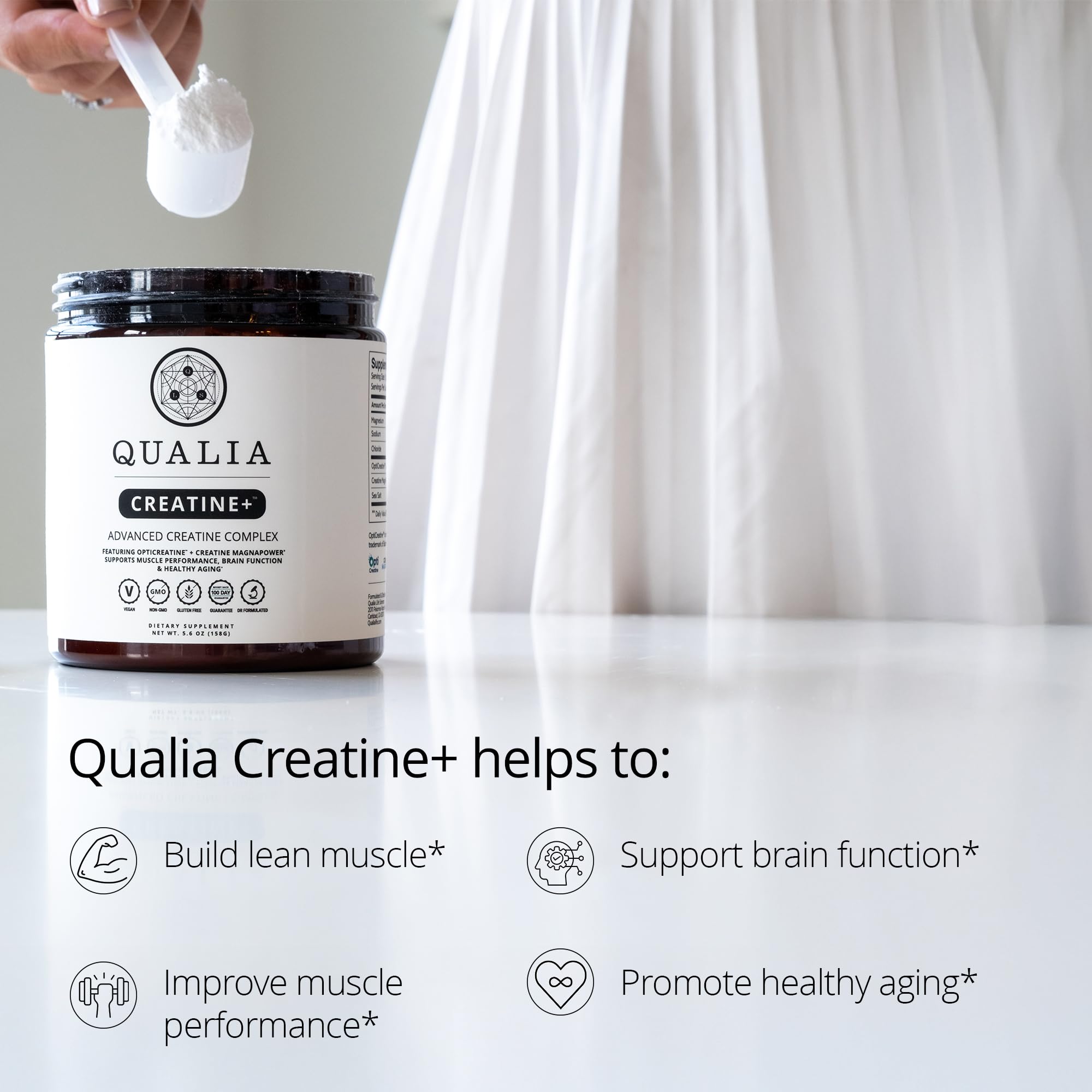 Qualia Creatine – doseur précis facilitant la prise quotidienne.