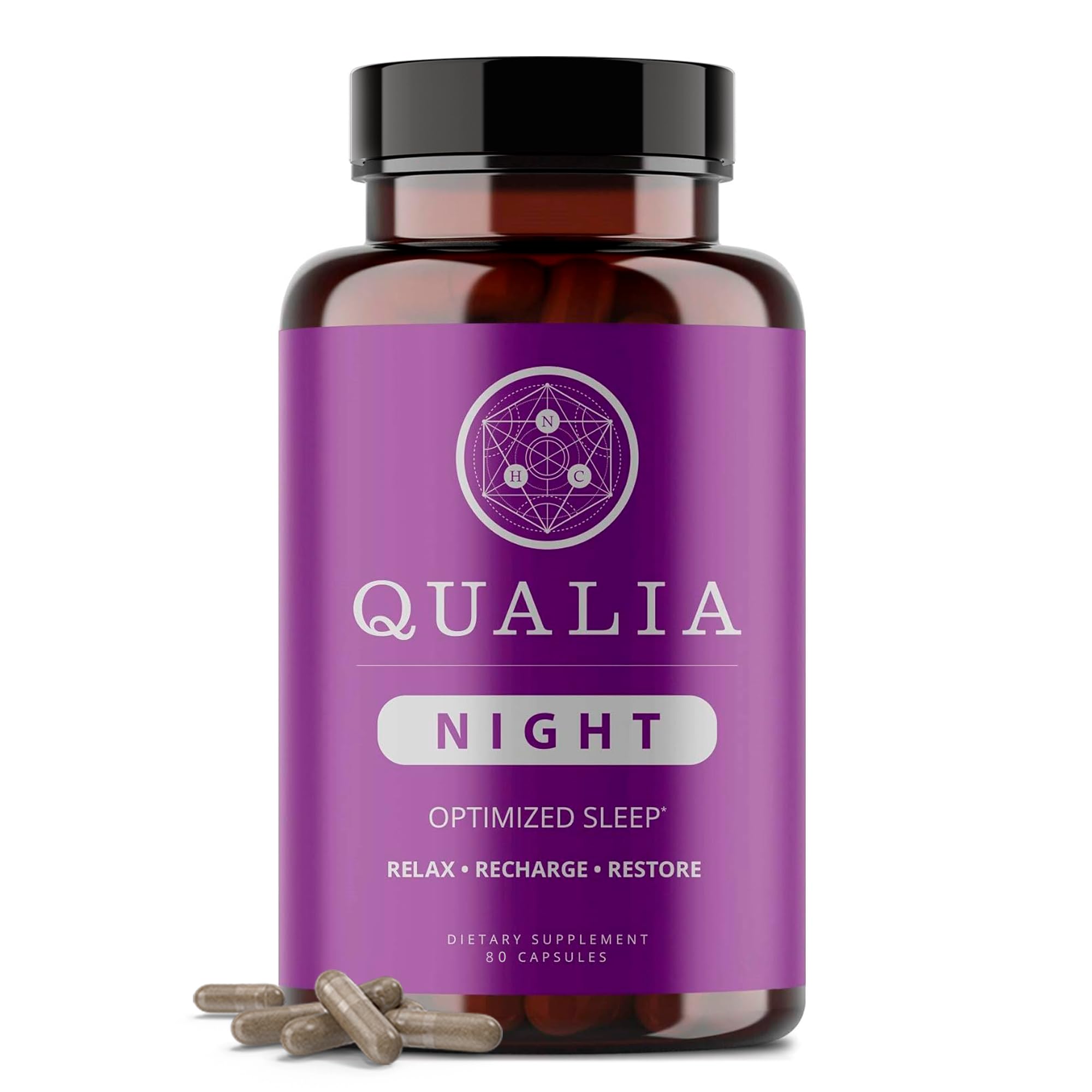 Qualia Nuit Sommeil Aide : flacon et gélules, sommeil profond et réparateur.