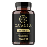 Qualia Mind, bouteille visible, favorise concentration et clarté mentale.
