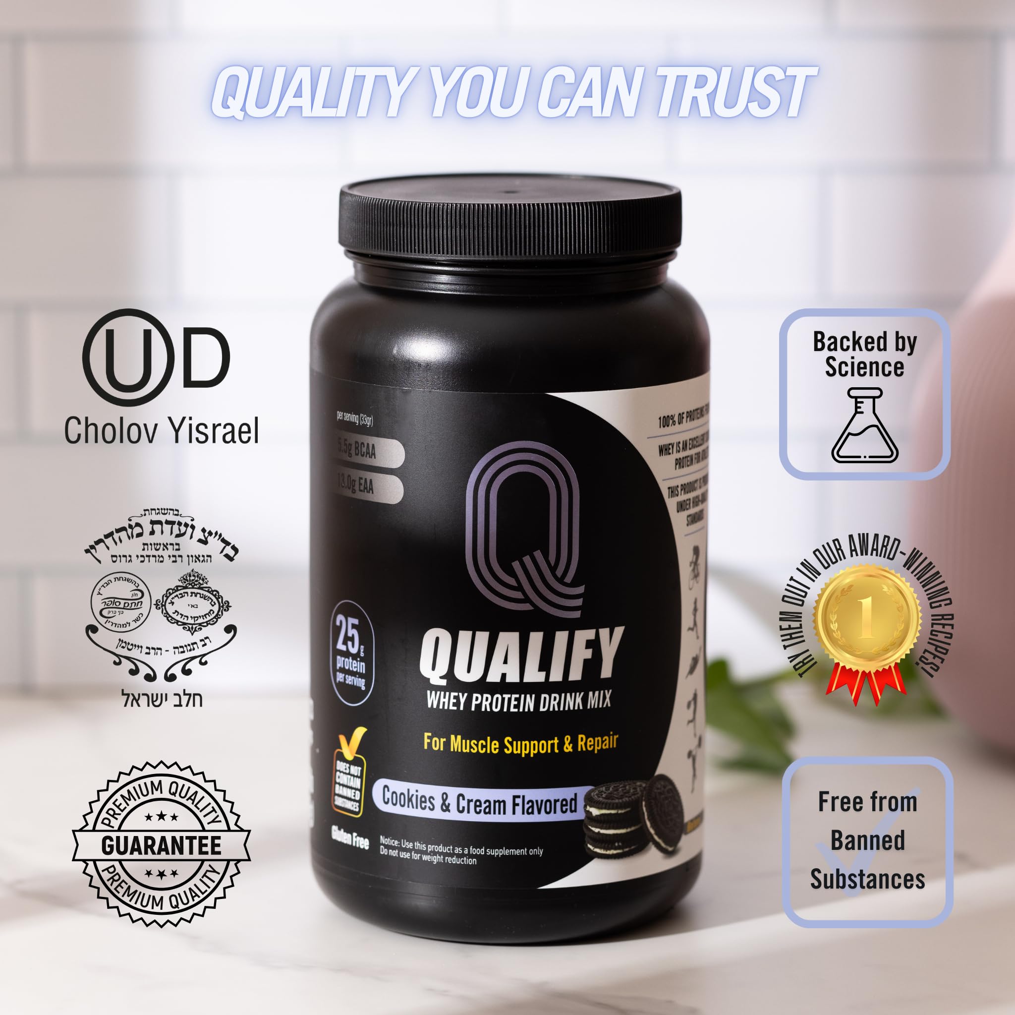 Qualify protéine lactosérum biscuits-creme emballage: informations nutritionnelles claires.