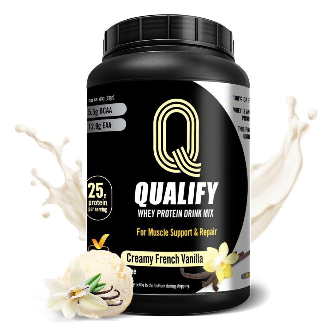Qualify Protéine Vanille – emballage clair et pratique pour préparer le shake.