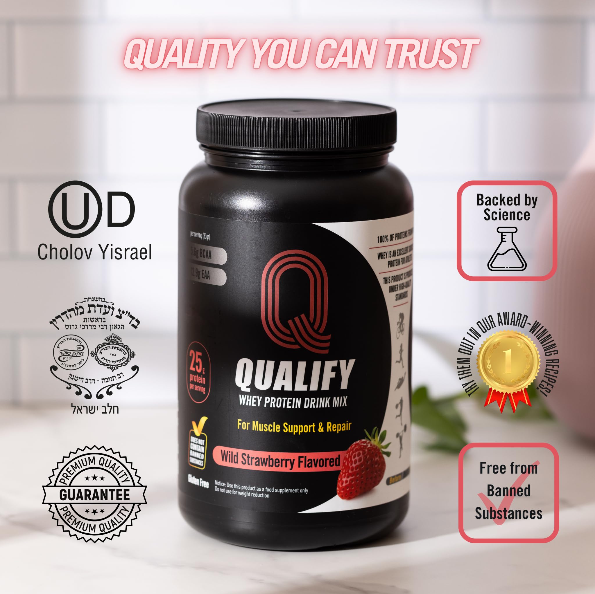 Qualify Poudre whey fraise, cuisine légère pour recettes riches en protéines