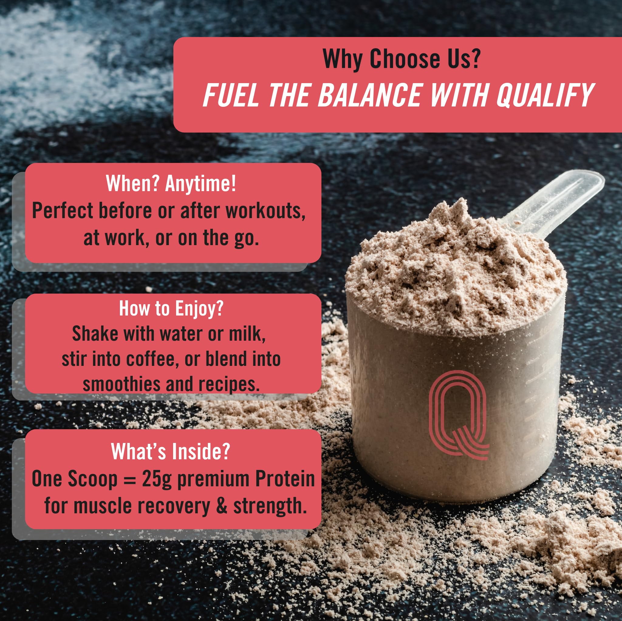 Qualify Whey fraise, petit déjeuner protéiné rapide et équilibré