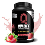 Qualify Poudre whey fraise, poudre protéinée idéale pour récupération après entraînement