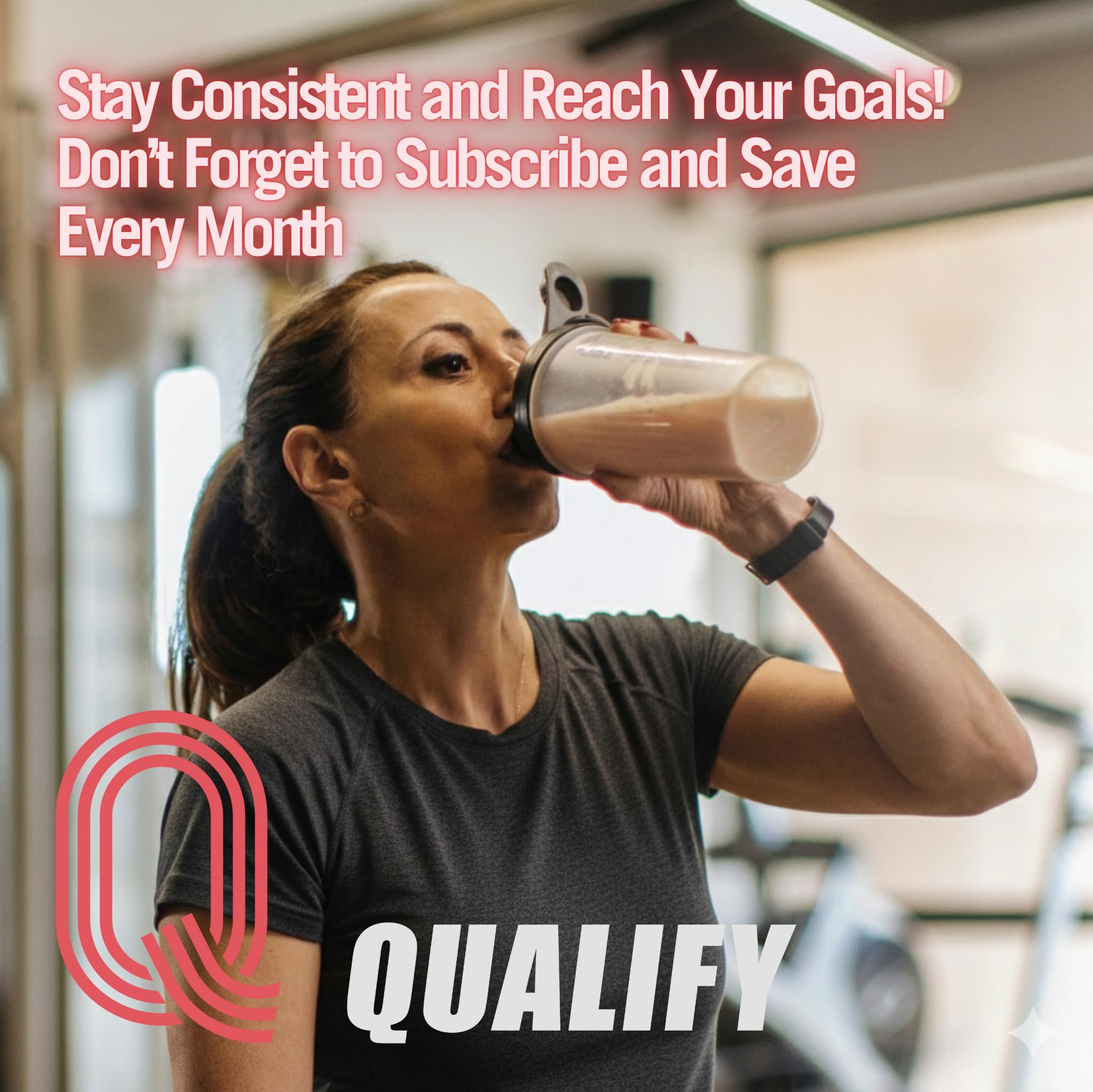 Qualify Whey fraise, texture lisse et goût fruité en shake