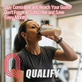 Qualify Whey fraise, texture lisse et goût fruité en shake