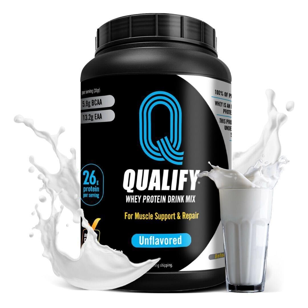 Qualify Poudre de whey neutre dans une bouteille shake prête à être consommée après entraînement.