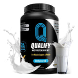 Qualify Poudre de whey neutre dans une bouteille shake prête à être consommée après entraînement.
